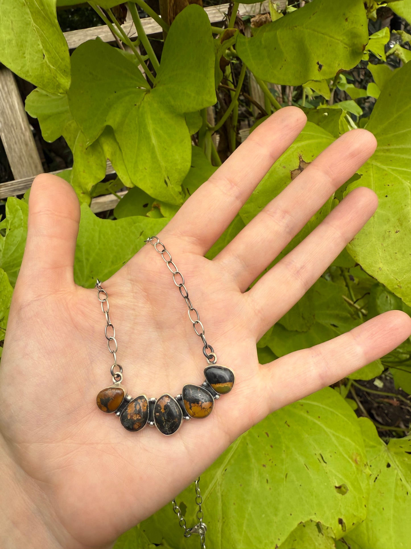 Blackjack Turquoise Bar Necklace Sterling Silver Paperclip Chain Necklace