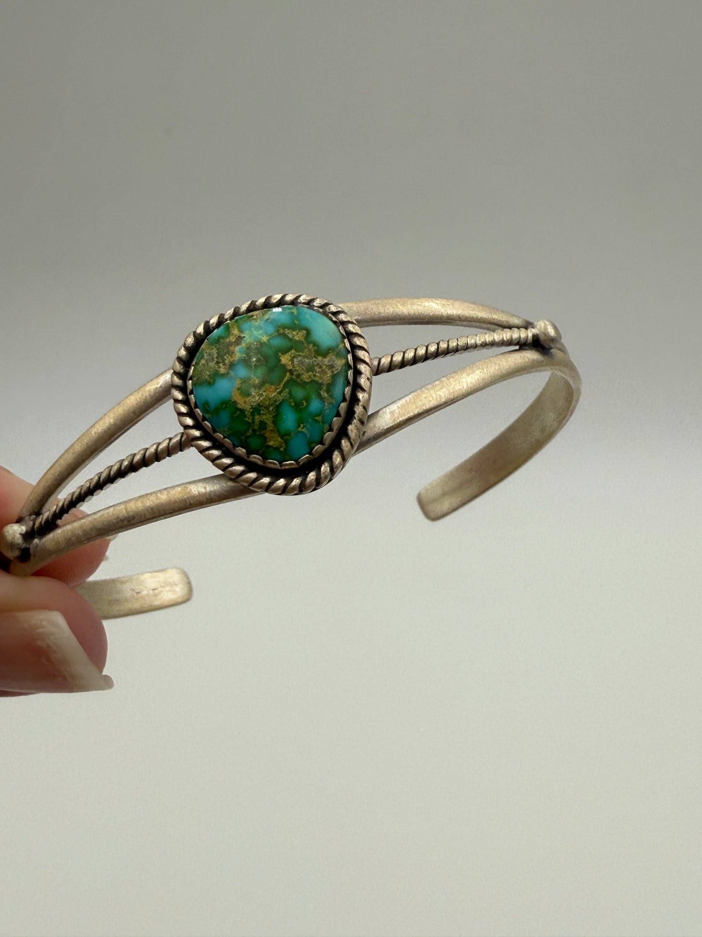 Sonoran Gold & Whitewater Turquoise Statement Rope Style Sterling Silver Cuff
