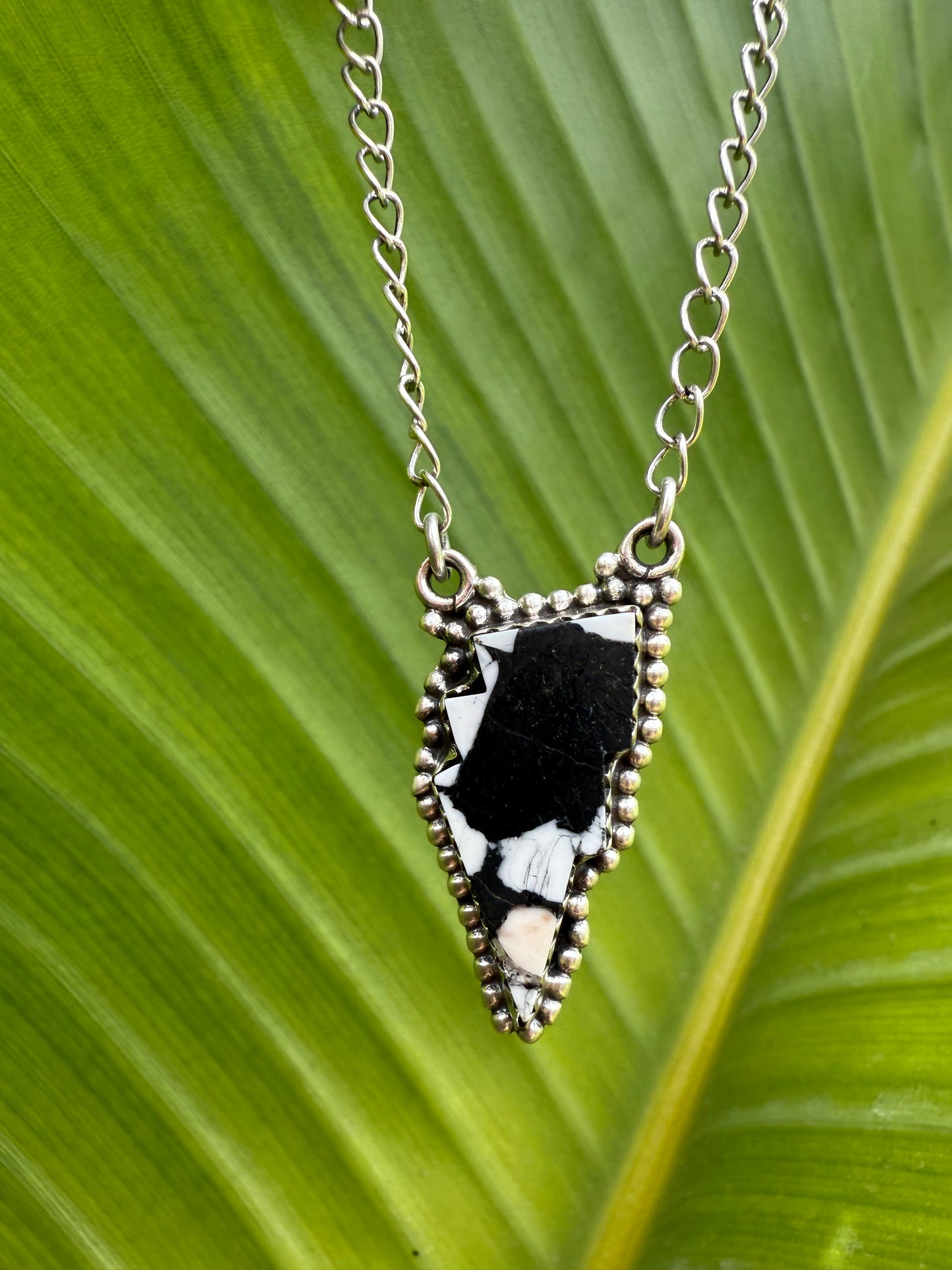 White Buffalo Lightening Bolt Sterling Silver Pendant Necklace