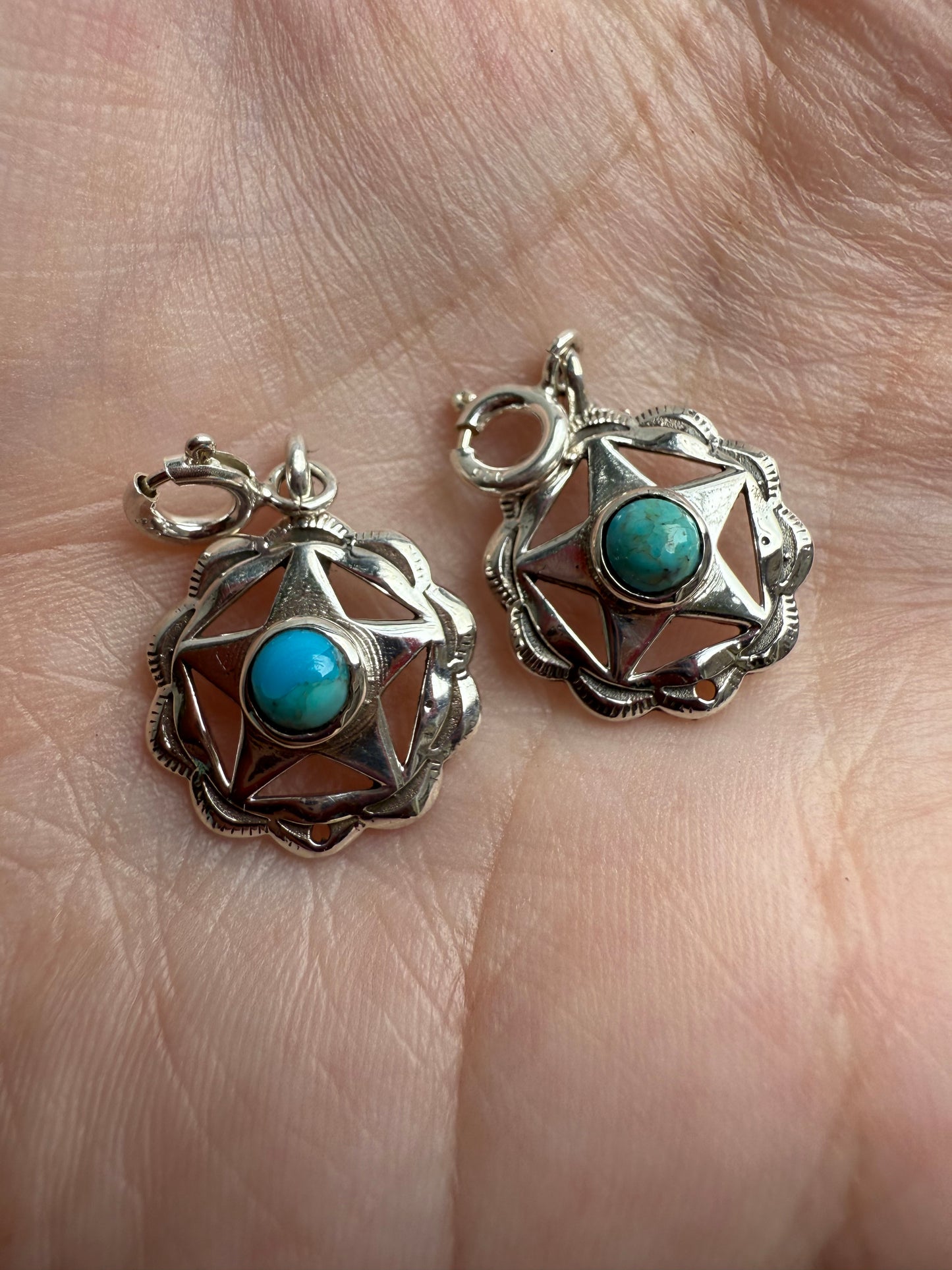 Turquoise Star Sterling Silver Charms