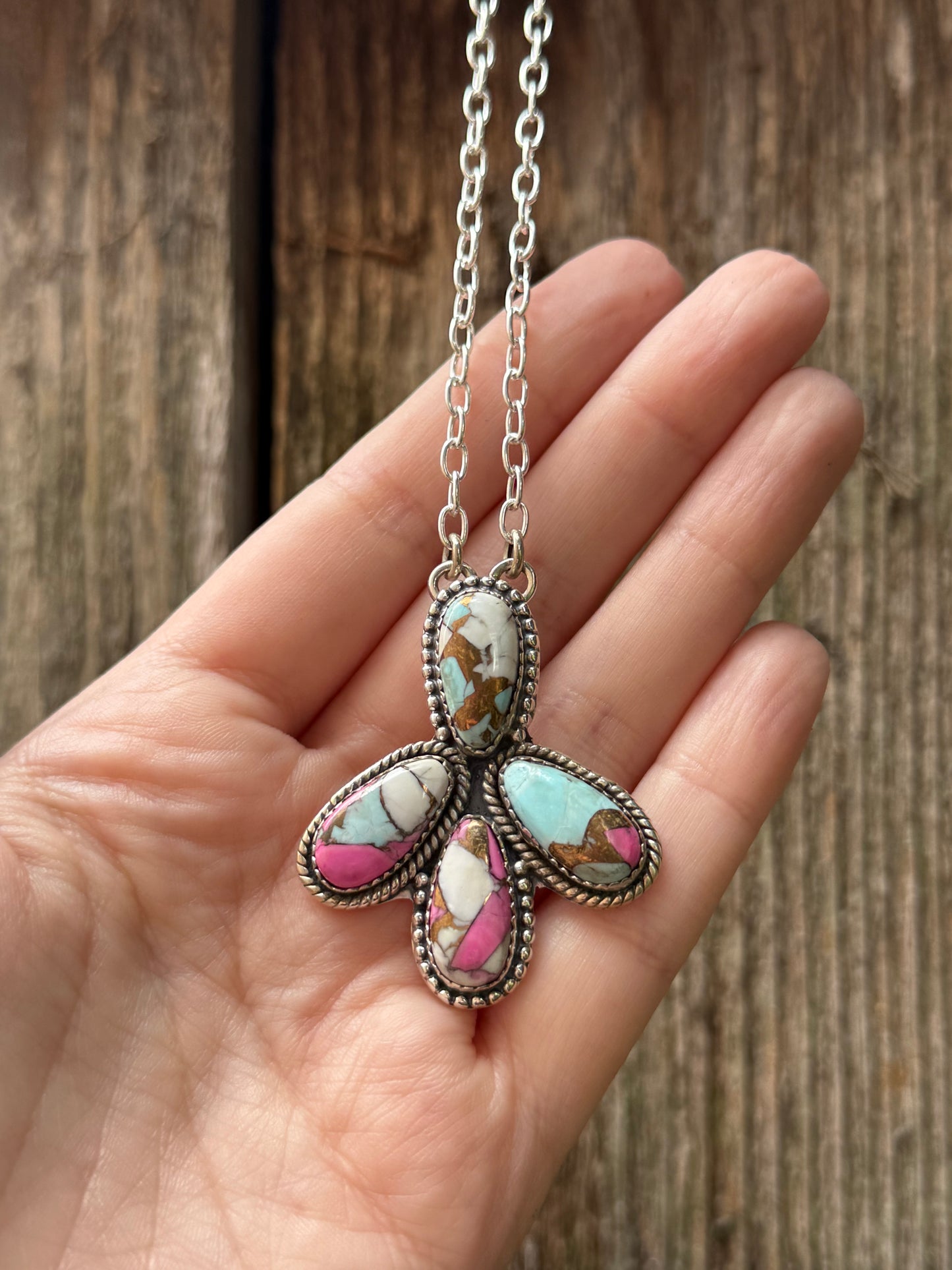 Cotton Candy Sterling Silver 925 Statement Necklace