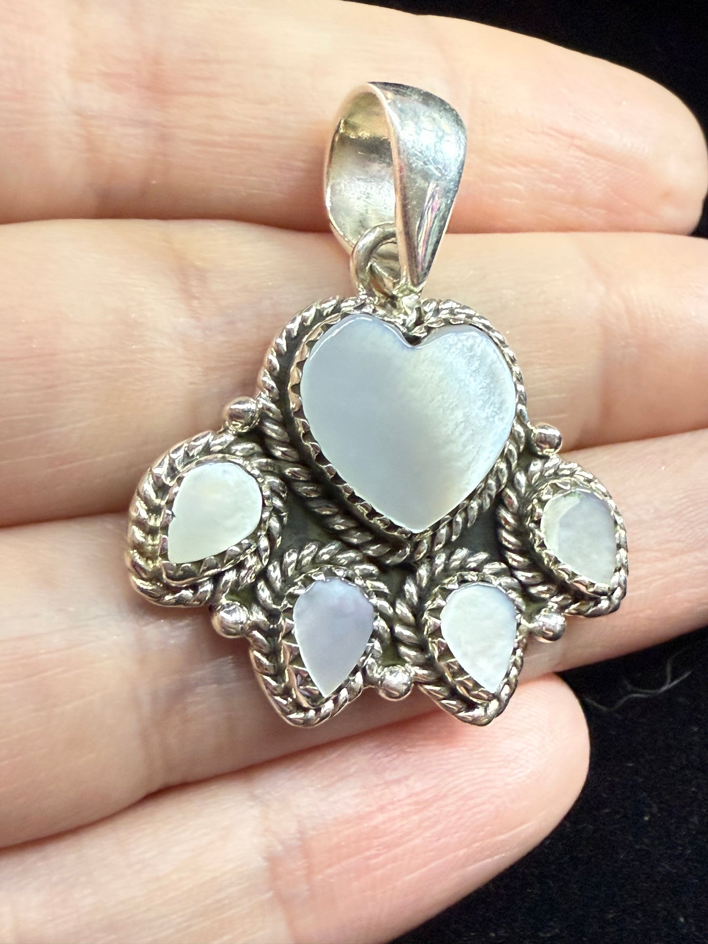 White Shell Paw Print Sterling Silver Pendant