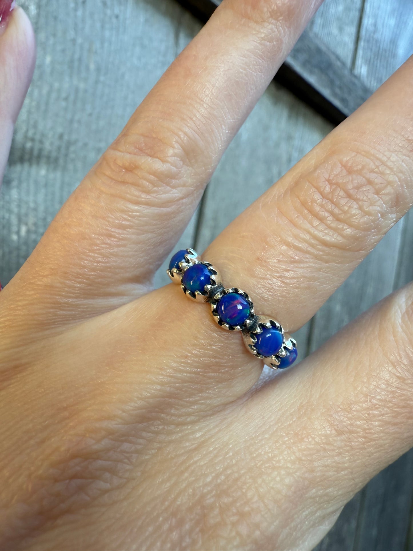 Balloon Opal Infinity Sterling Silver 925 Ring