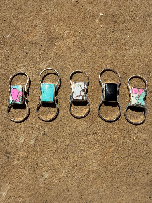 Double Sided Turquoise and Gemstone Sterling Silver Fidget Ring