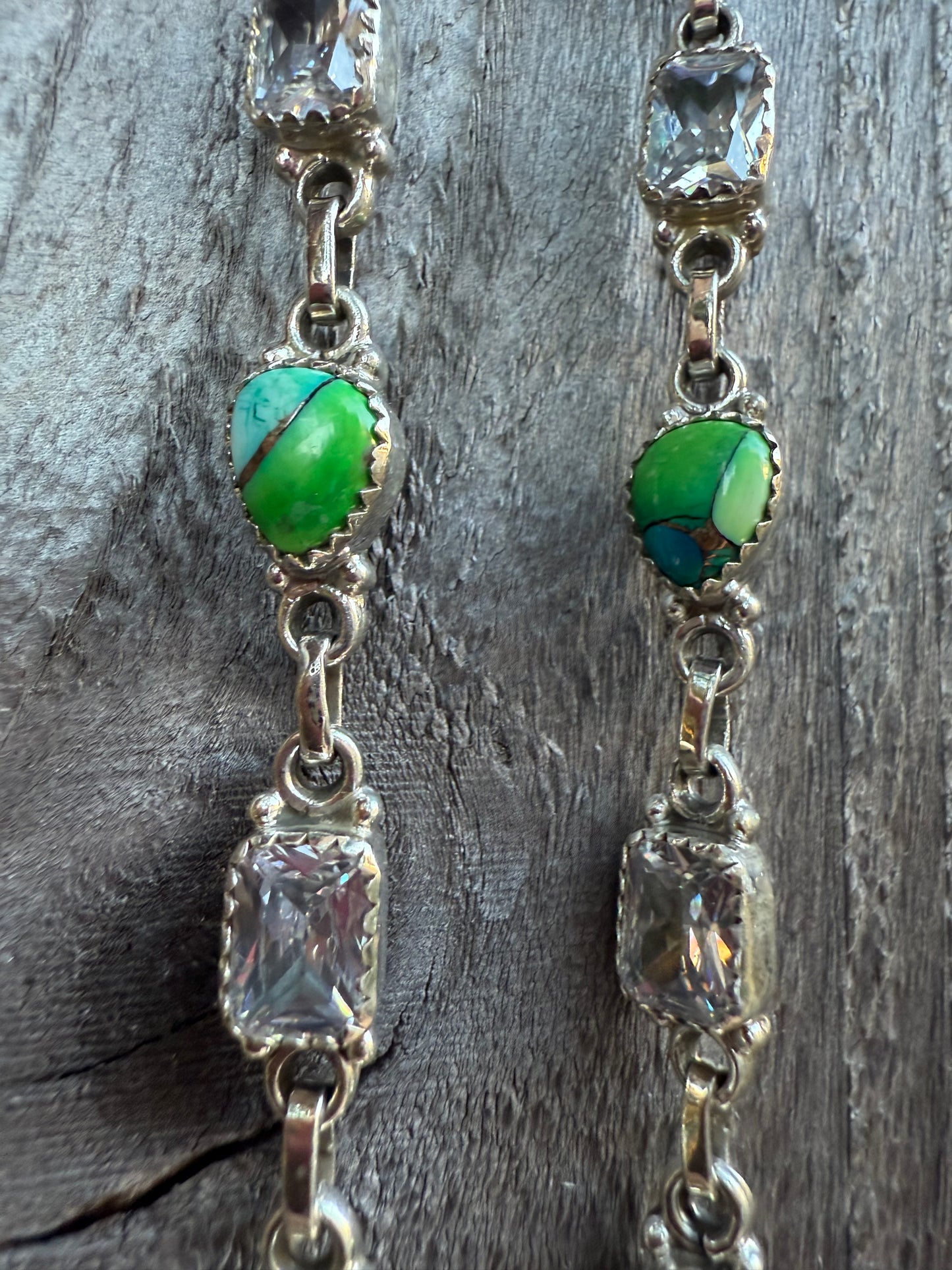 Peacock Dahlia And CZ Crystal Infinity Sterling Silver Necklace