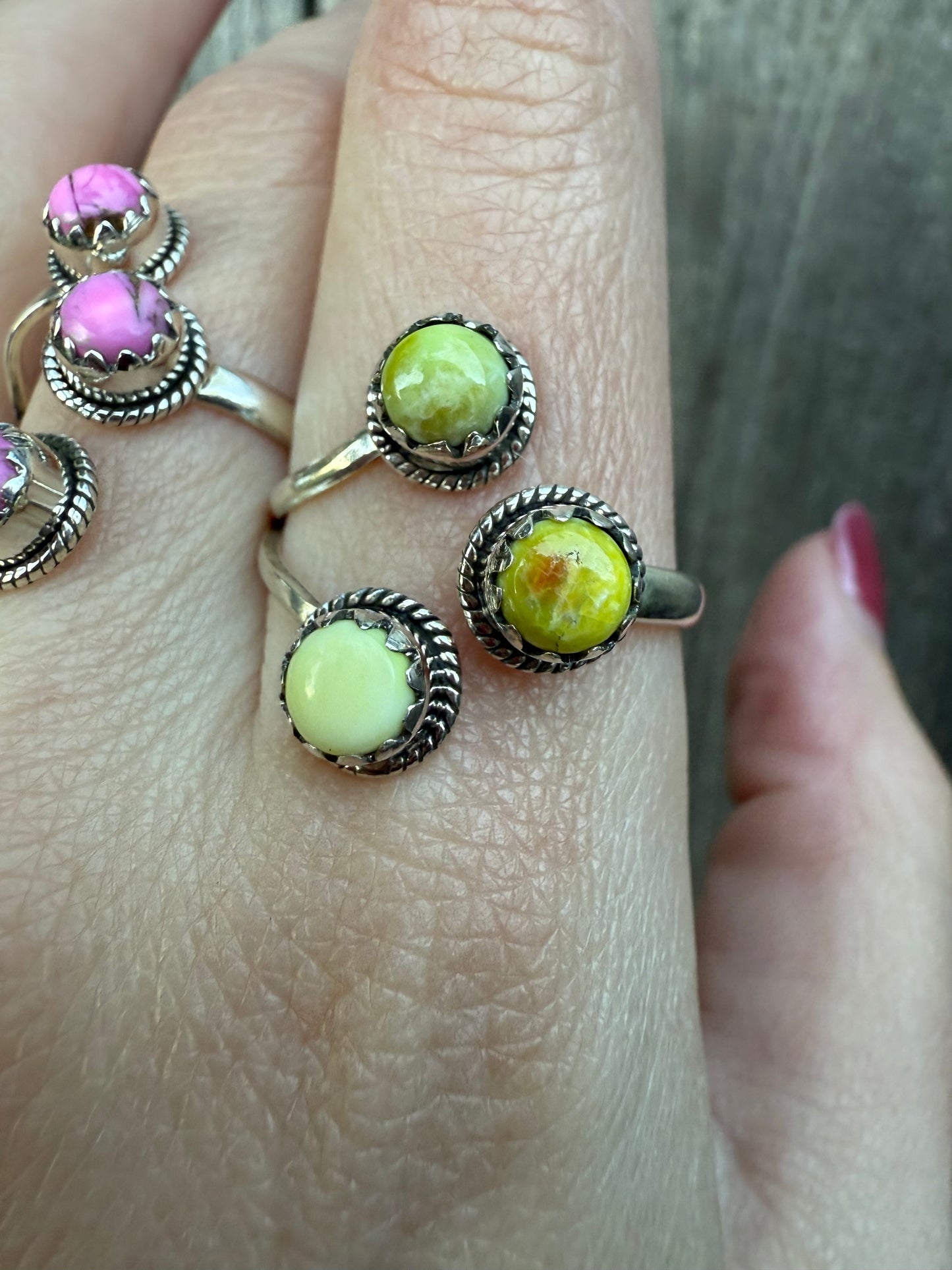 Triple Stone Floater Sterling Silver Ring