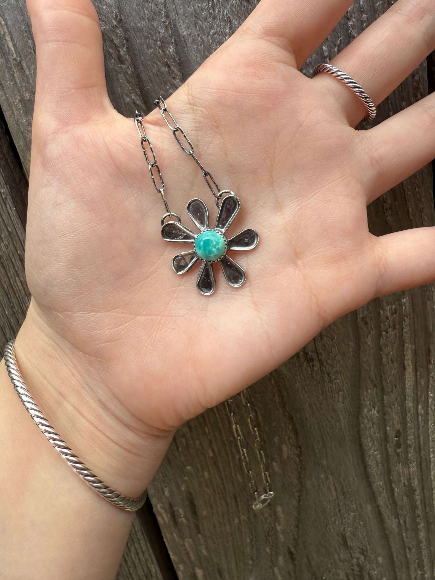 Pilot Mountain Turquoise Flower Necklace By Midwest Western Wear