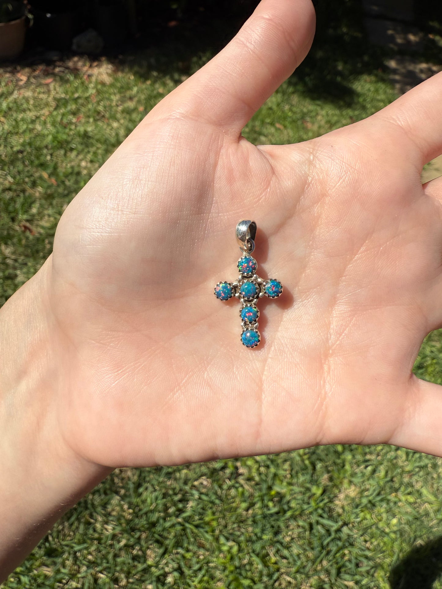 Blue Balloon Opal Sterling Silver Pendant