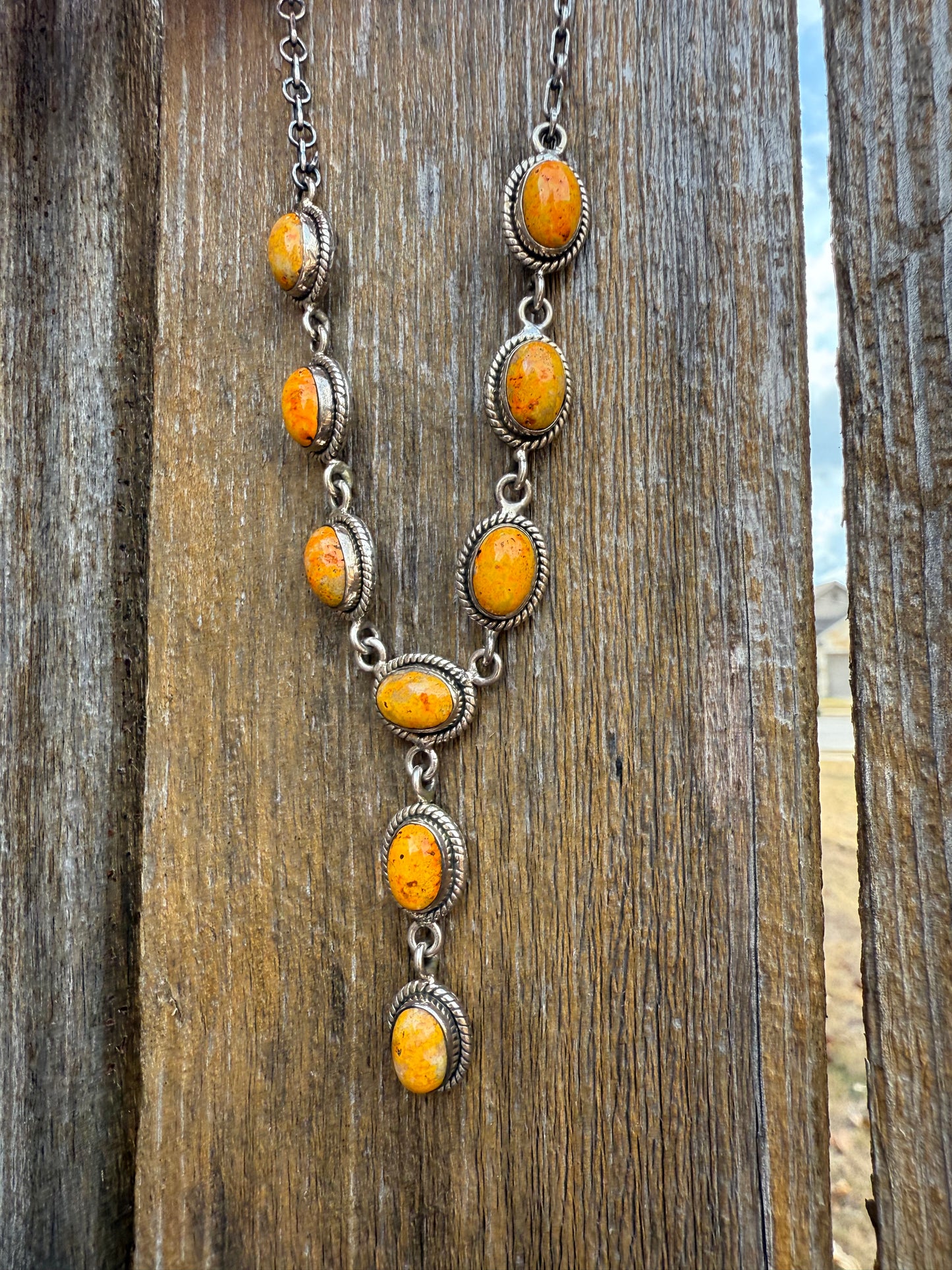 Bumblebee Jasper Elegant Lariat Sterling Silver 925 Necklace