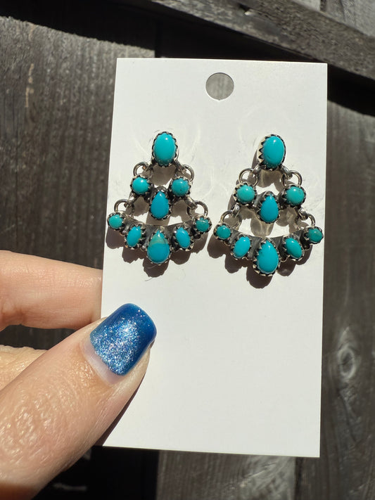 Kingman Turquoise Chandelier Sterling Silver Earrings