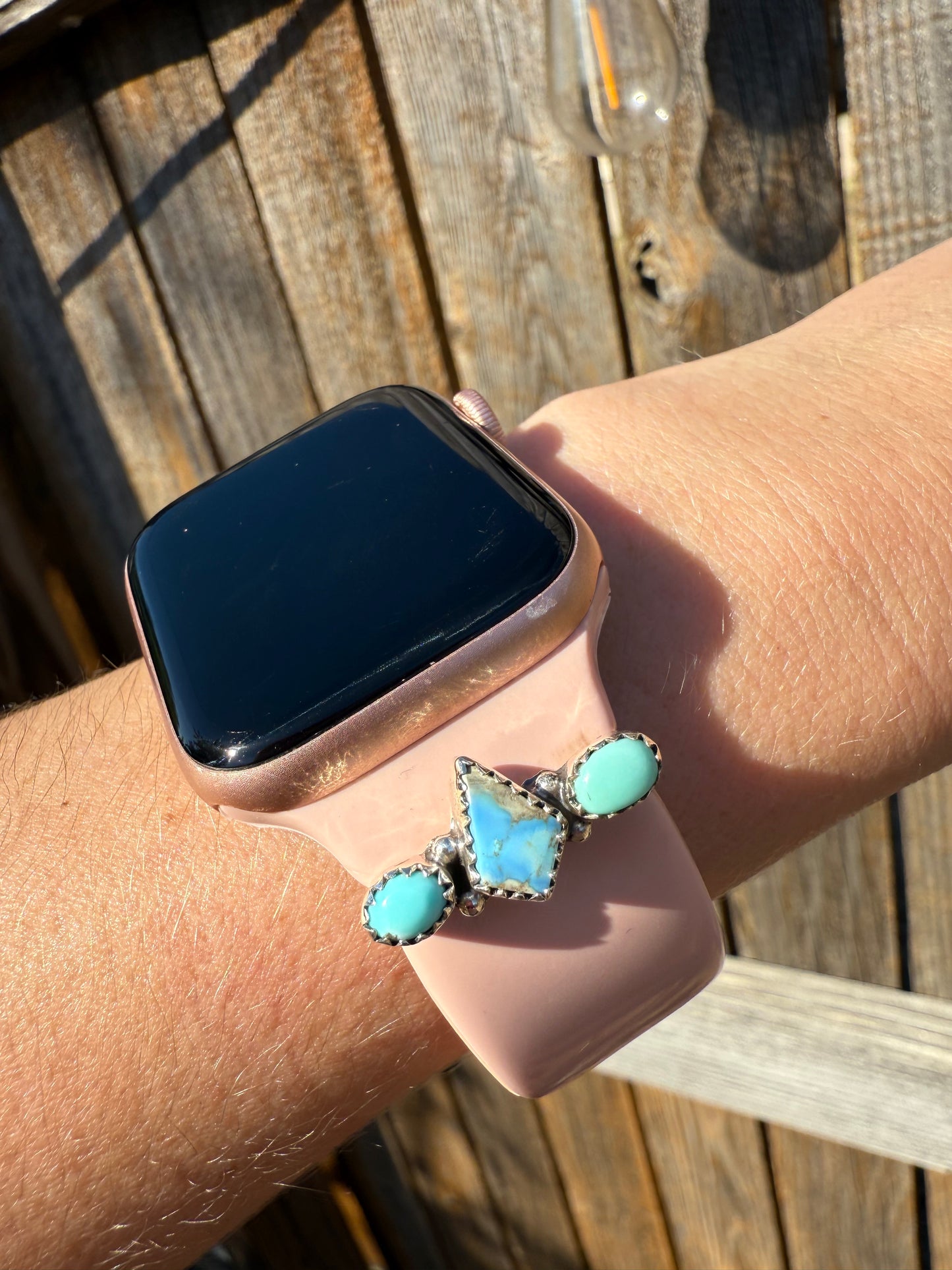 Golden Hills Turquoise Apple Smart Watch Charm 925 Sterling Stone Accent