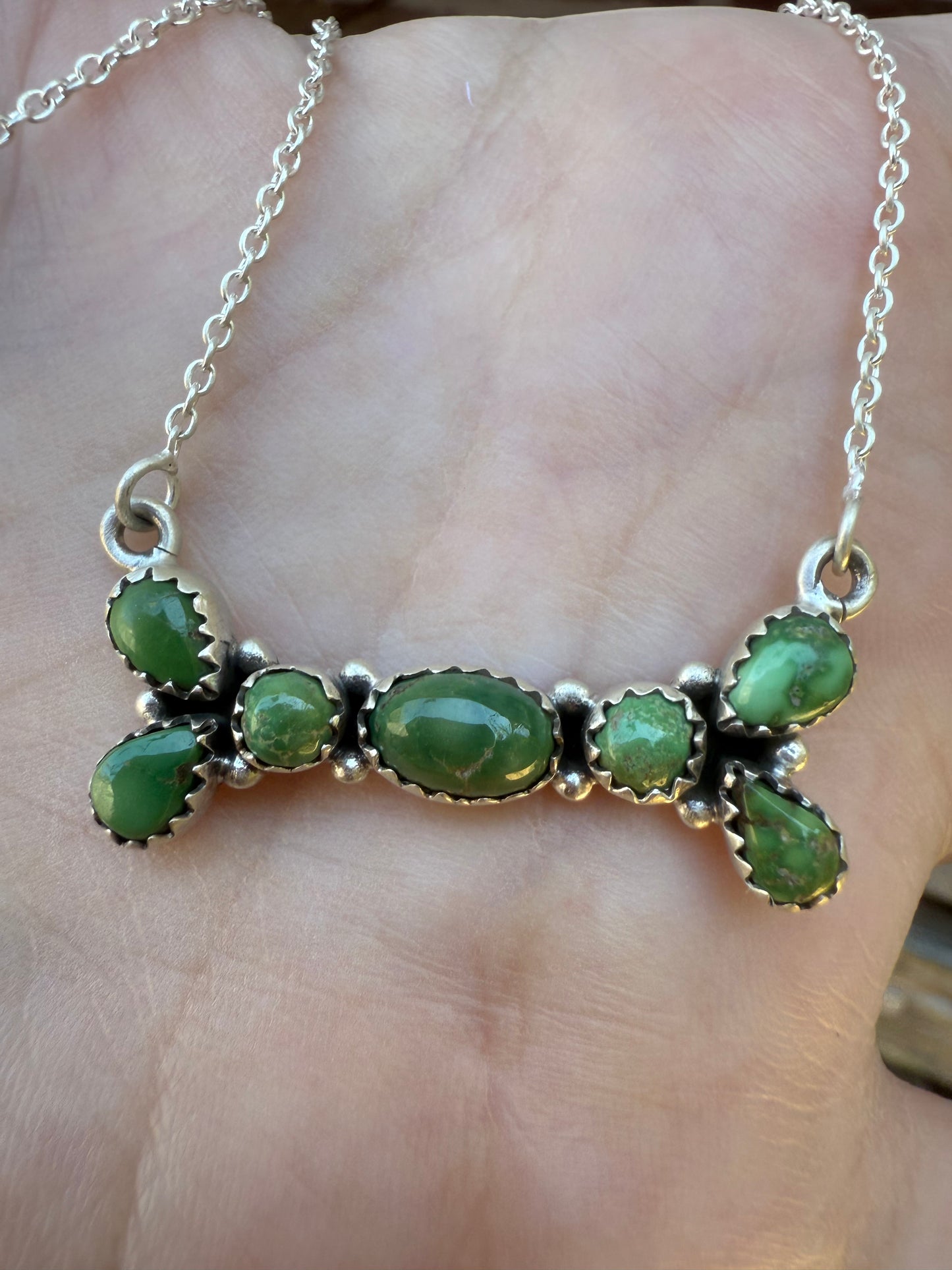 Emerald Valley Turquoise Cross and Bar Sterling Silver Necklace