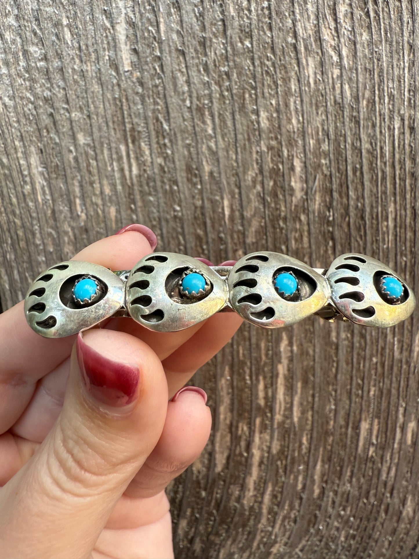 Navajo Turquoise Accent  Bear Paw Hair Clip