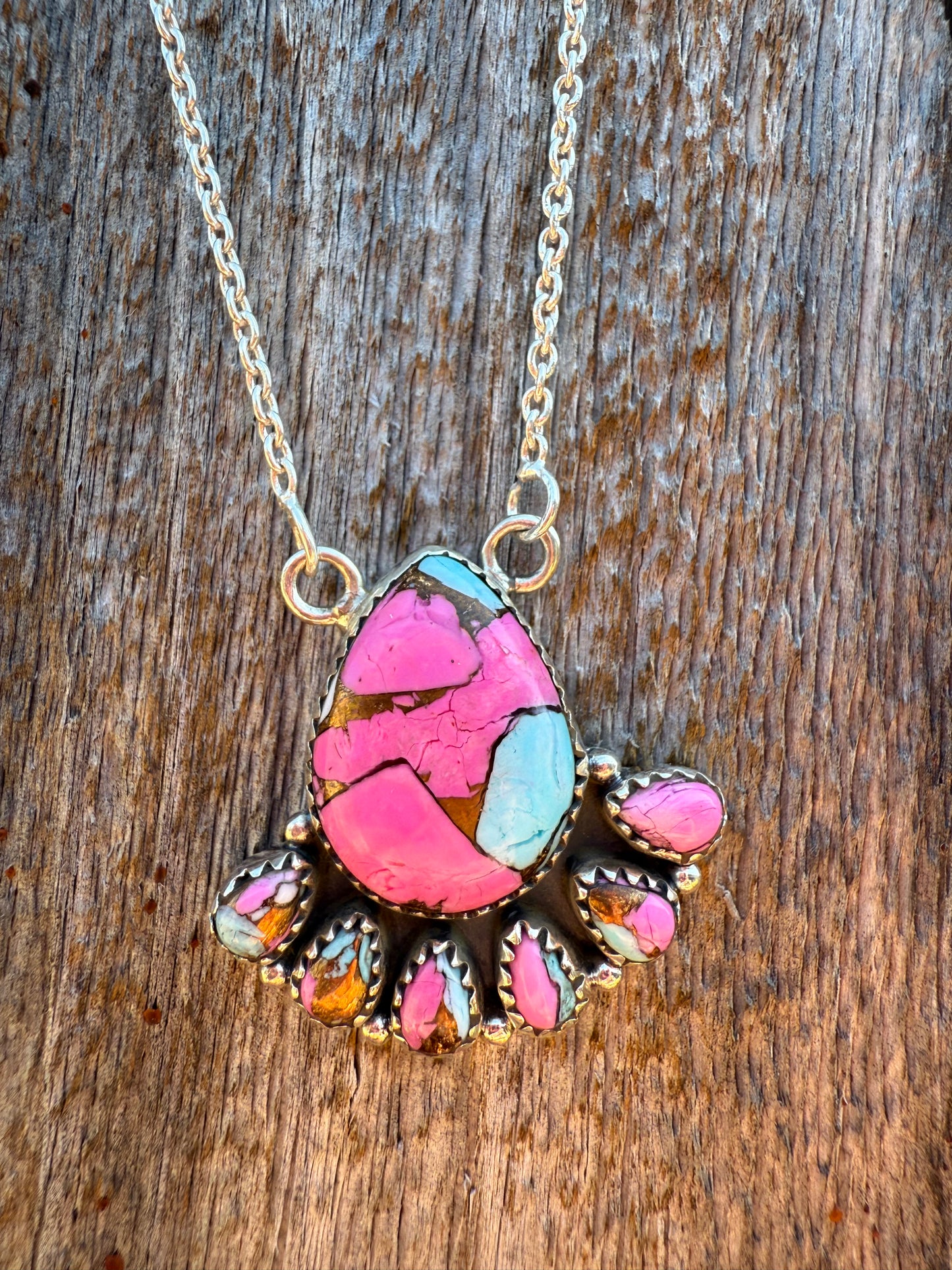 Cotton Candy Turquoise Pendant Necklace 925 Sterling Silver
