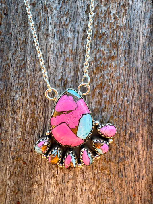 Cotton Candy Turquoise Pendant Necklace 925 Sterling Silver