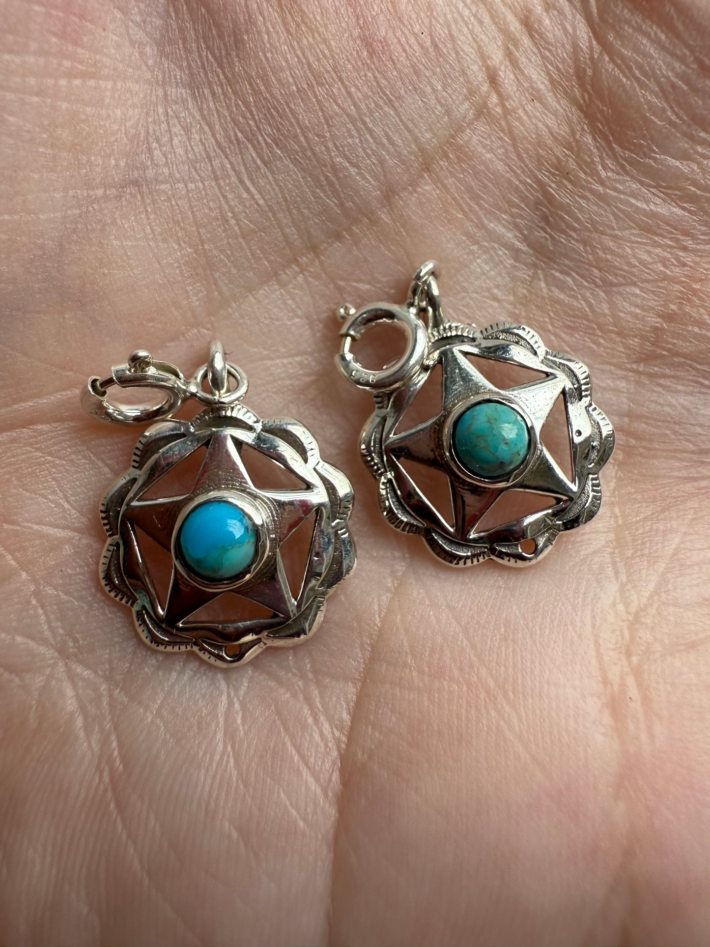 Turquoise Star Sterling Silver Charms