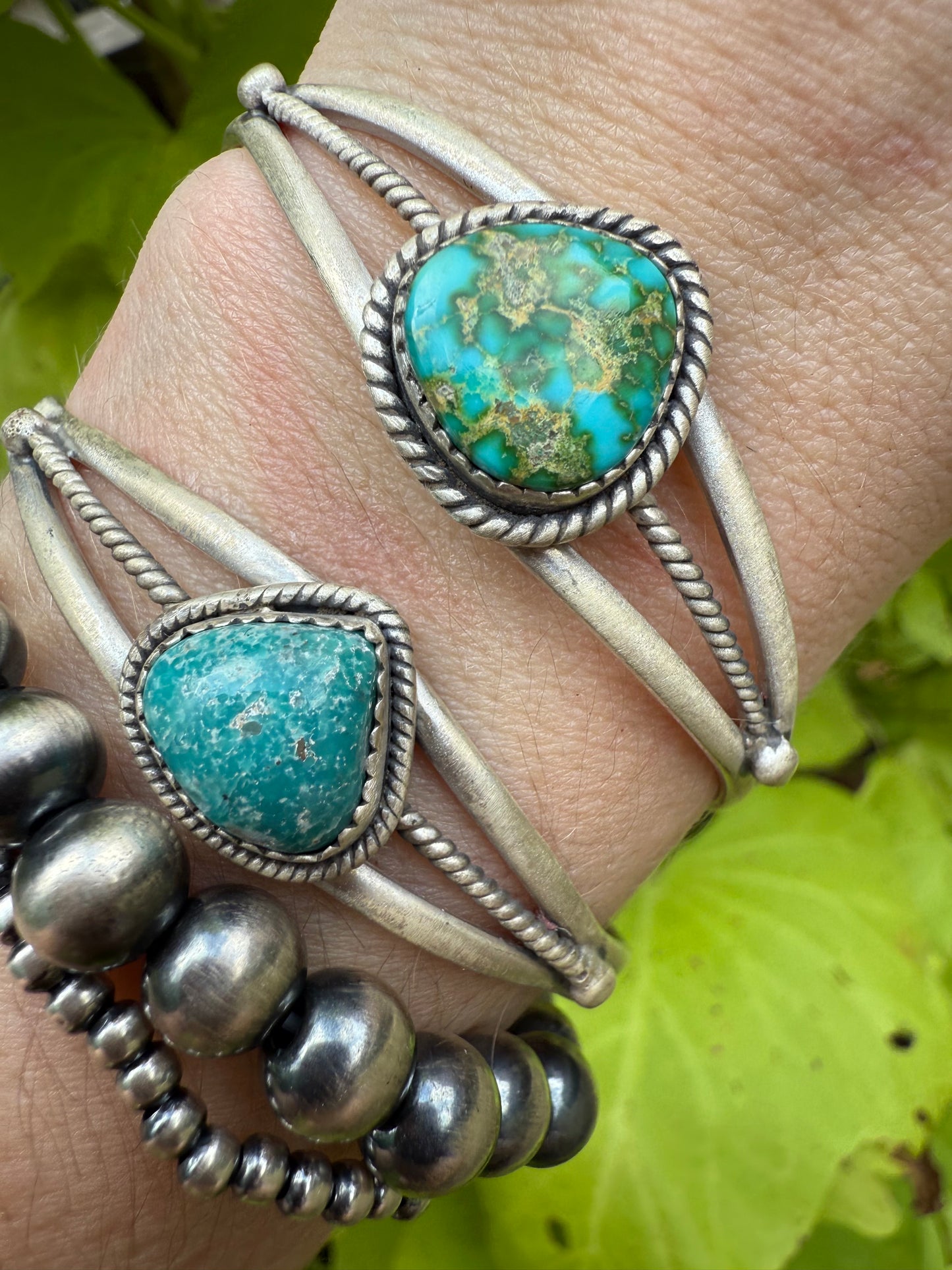 Sonoran Gold & Whitewater Turquoise Statement Rope Style Sterling Silver Cuff