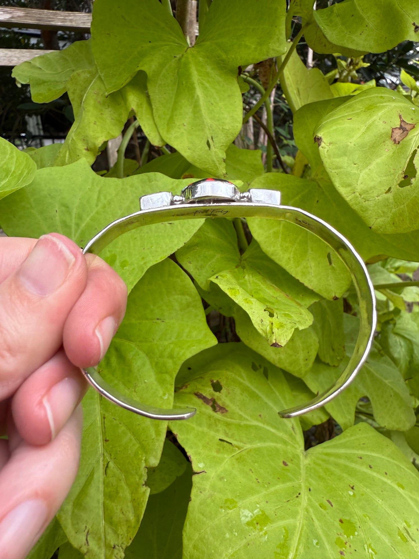 Red and Black Checkered Sterling Silver 925 Cuff