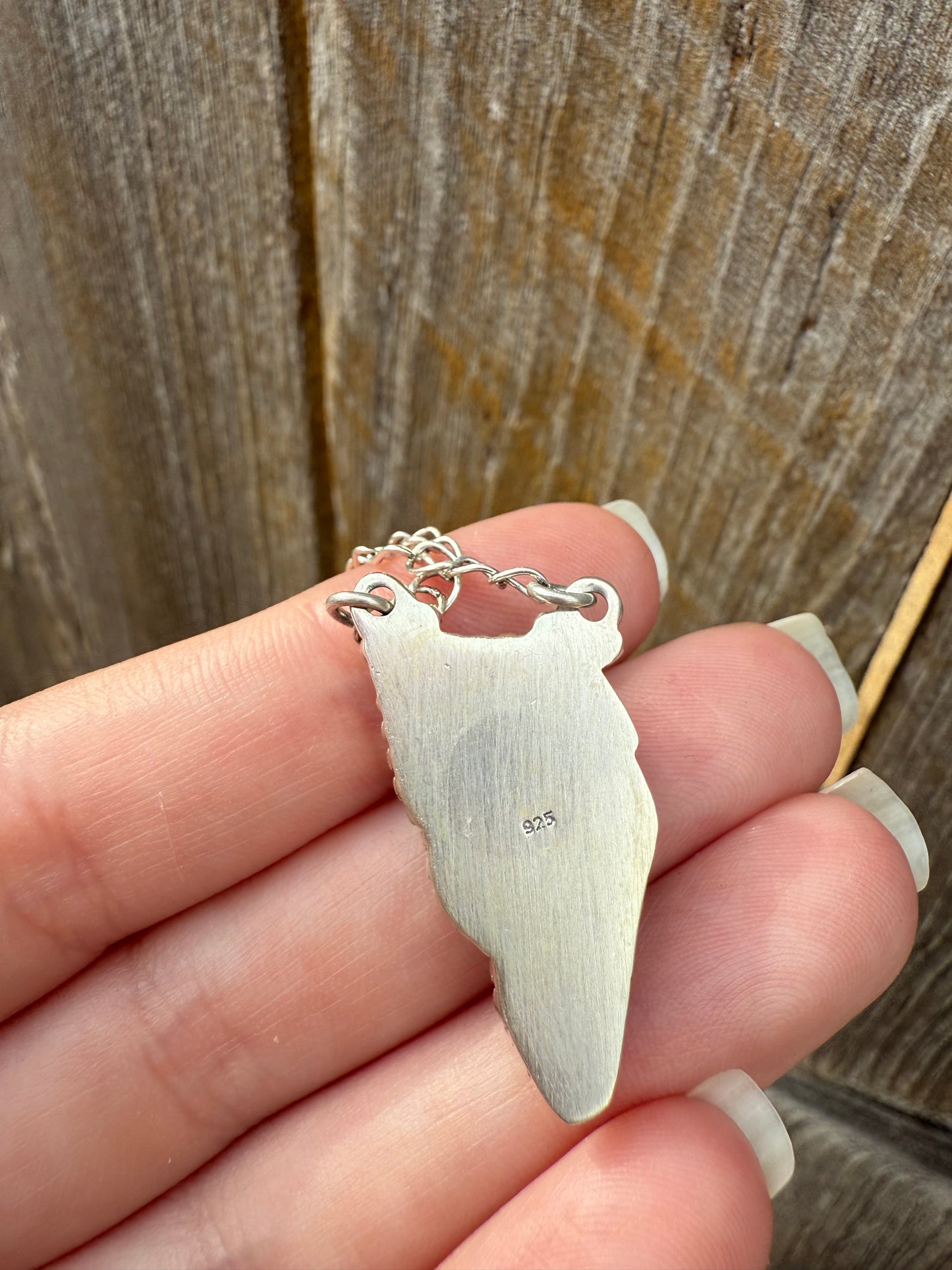 White Buffalo Lightening Bolt Sterling Silver Pendant Necklace