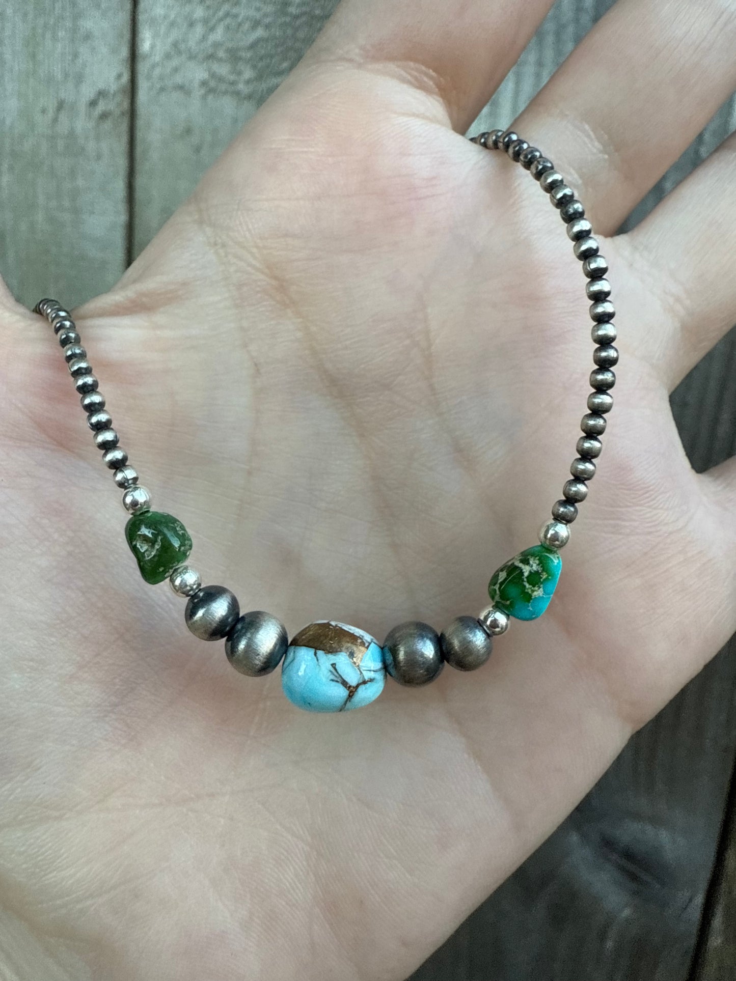 Emerald Valley and Cotton Candy Desert Pearls Sterling Silver Necklace