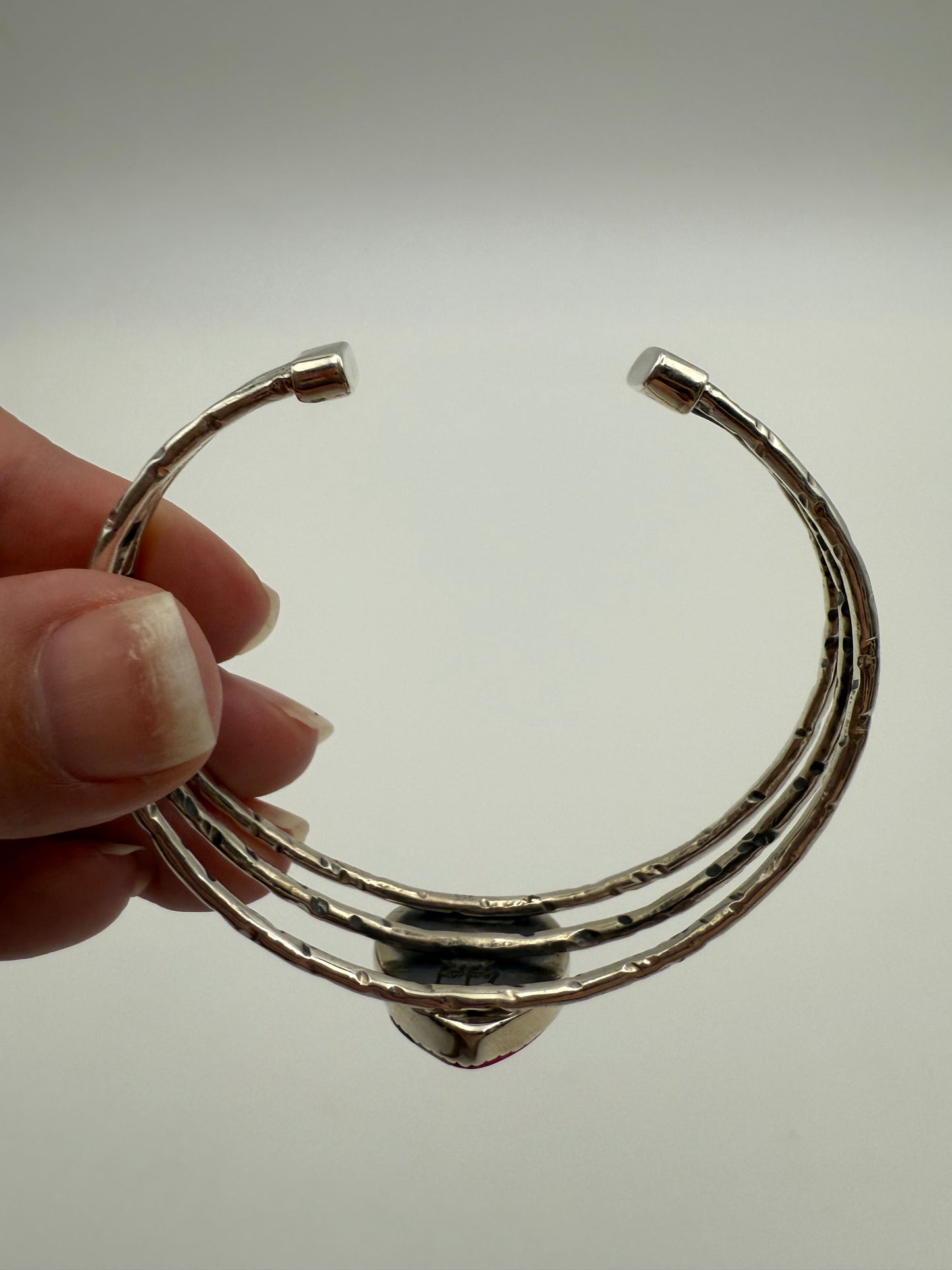 Checkered Heart Sterling Silver Cuff