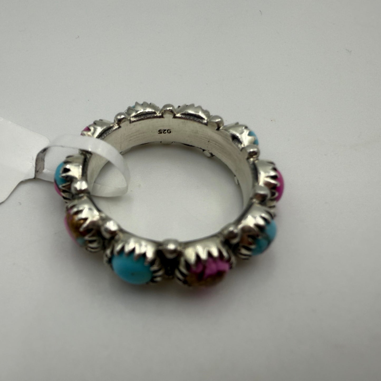 Cotton Candy Turquoise Sterling Silver Infinity Ring