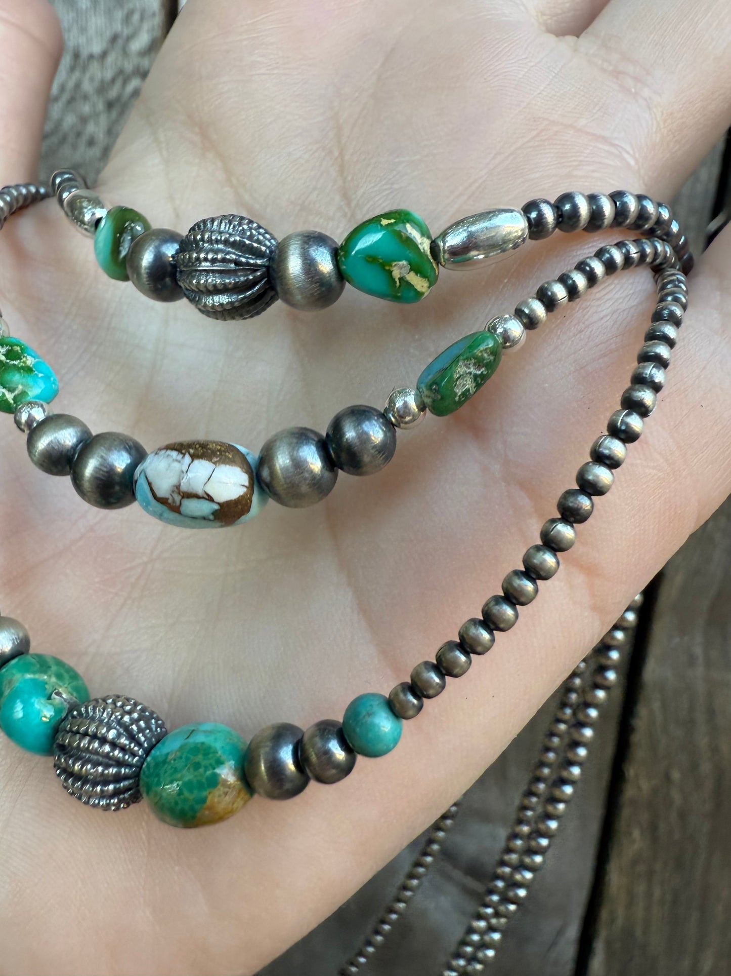 Emerald Valley and Cotton Candy Desert Pearls Sterling Silver Necklace