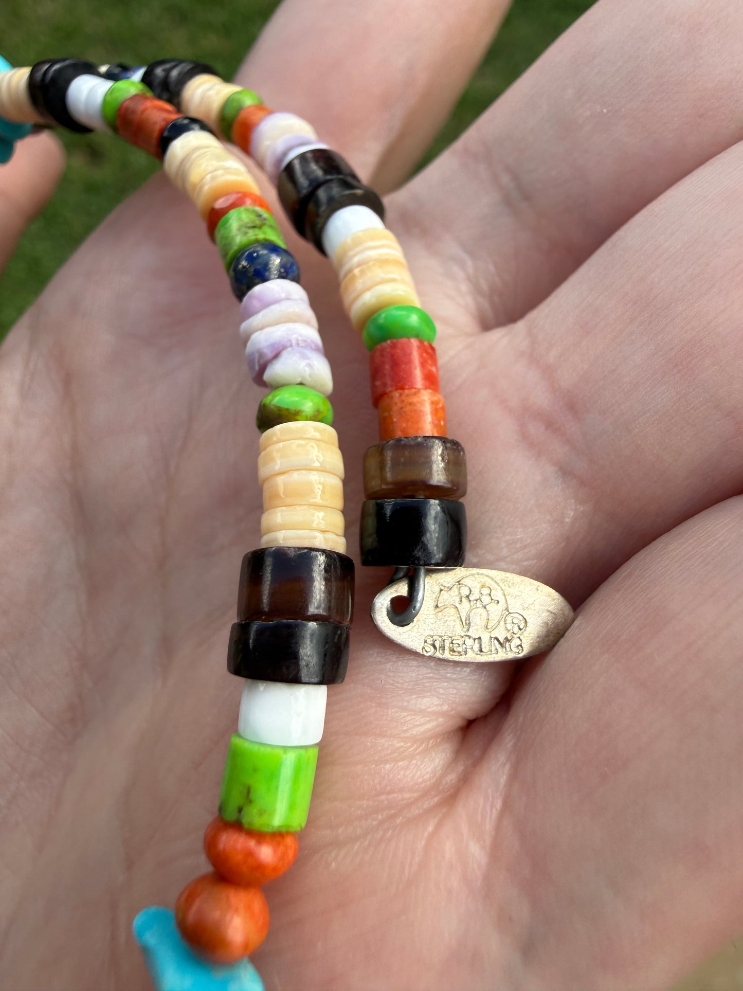 Navajo Multi Color Stone Choker Memory Wire Necklace