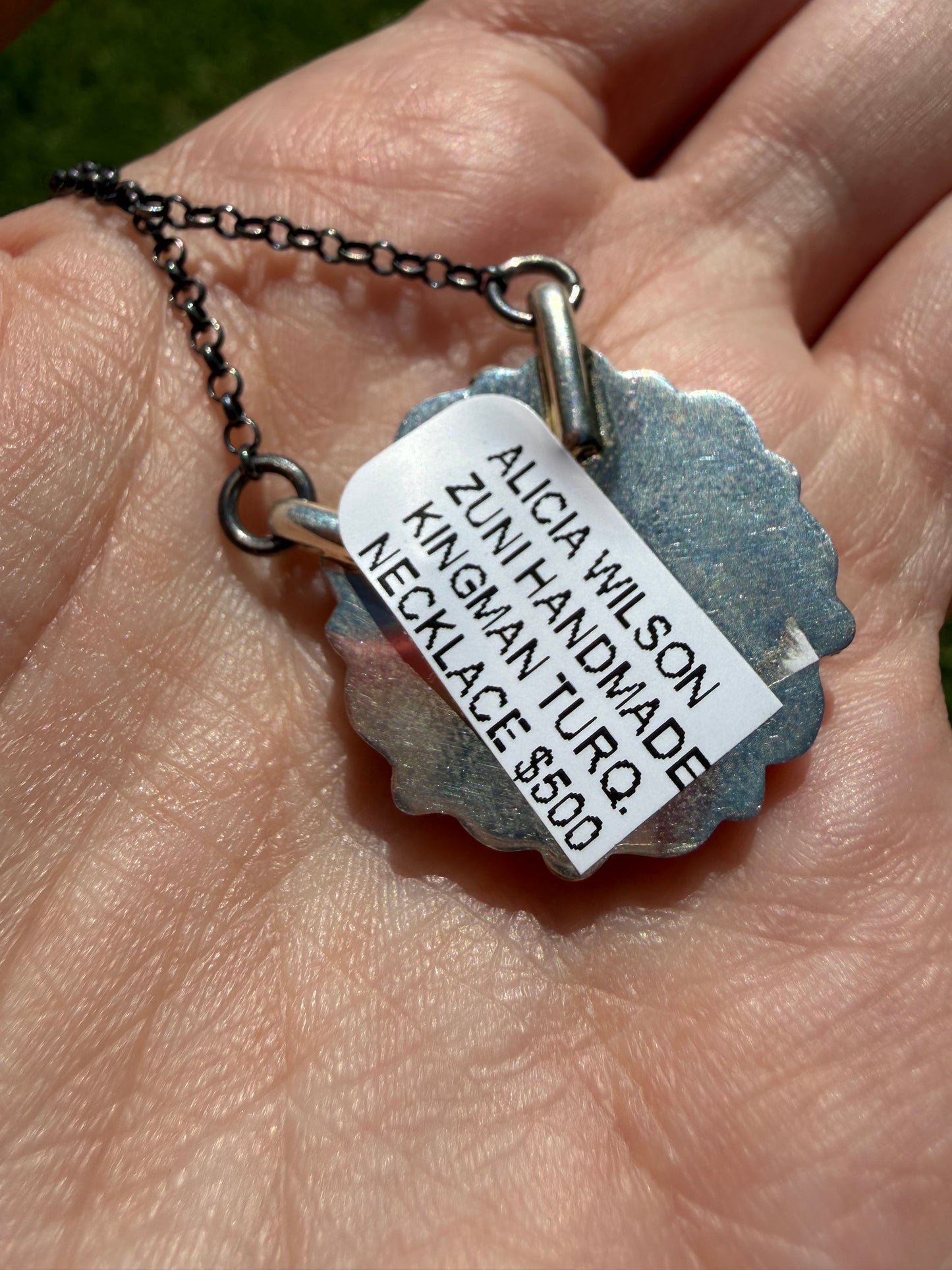 Zuni Turquoise Full Flower Cluster Sterling Silver Necklace