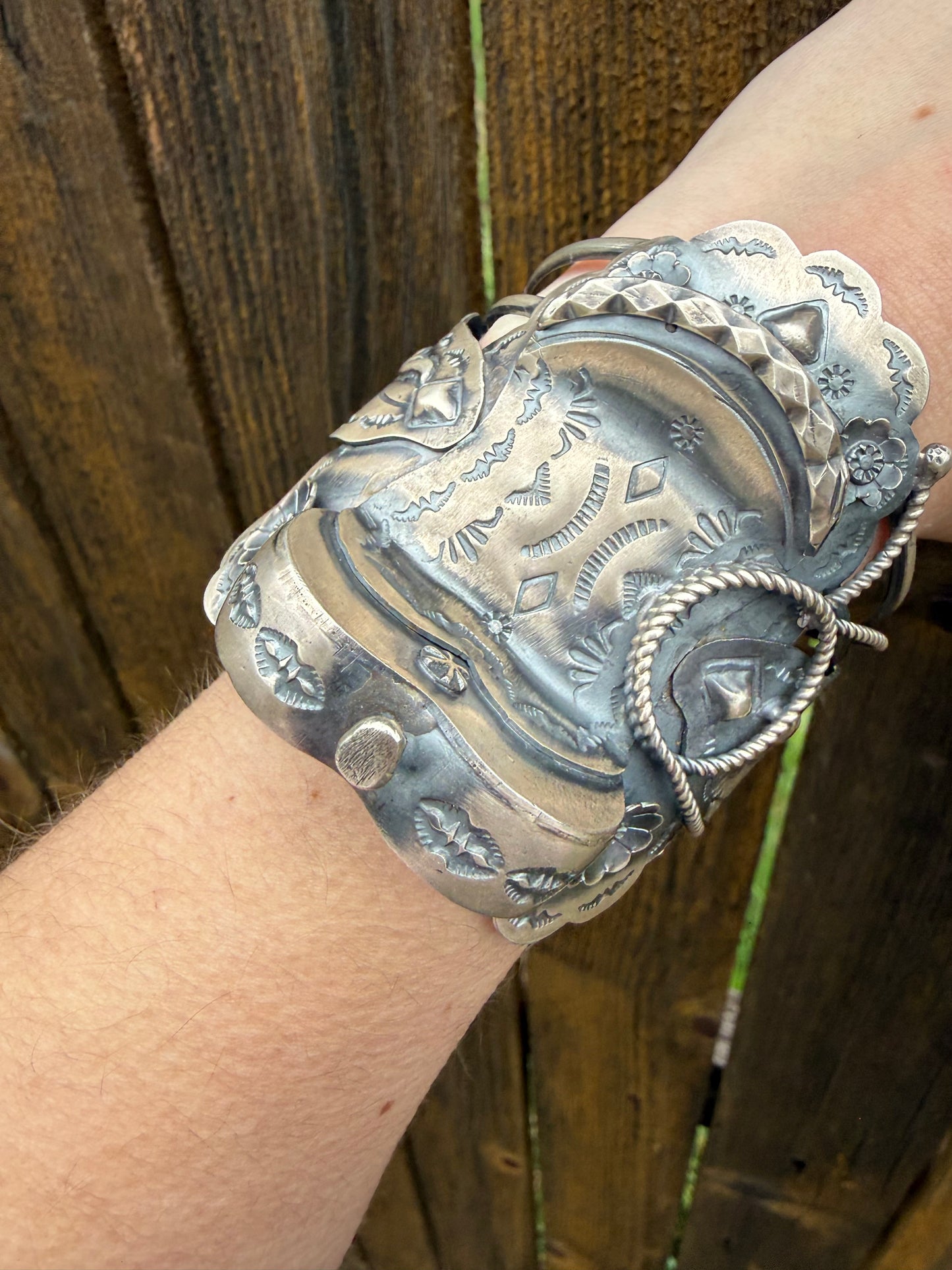 Navajo Saddle Sterling Silver Cuff By Tim Yazzie