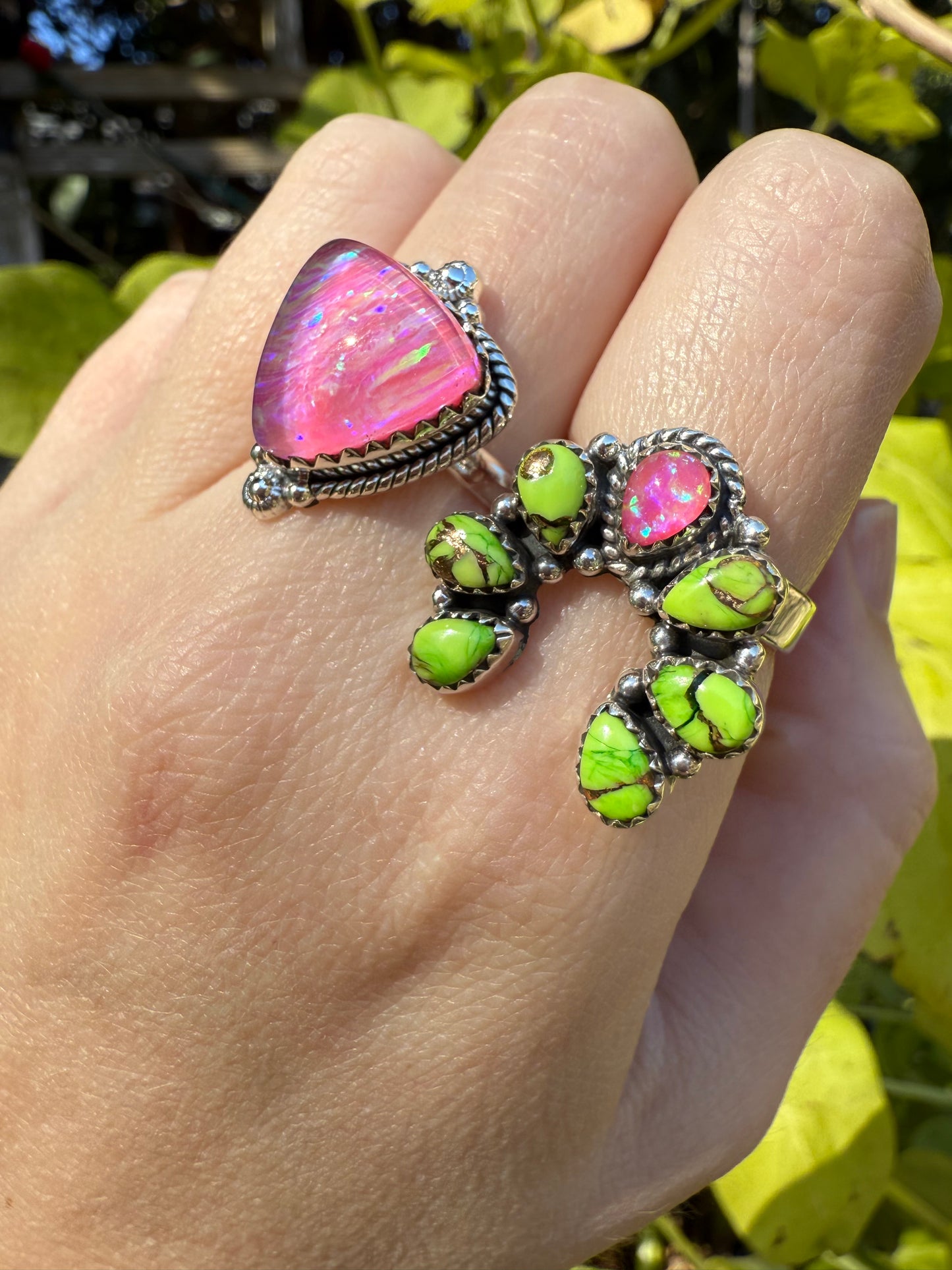 Hot Pink Opal Sterling Silver Ring