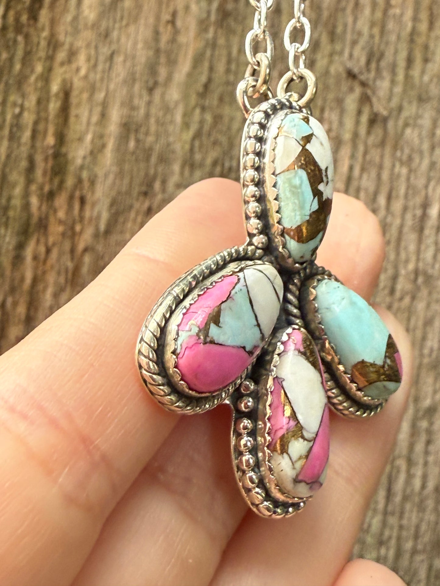 Cotton Candy Sterling Silver 925 Statement Necklace