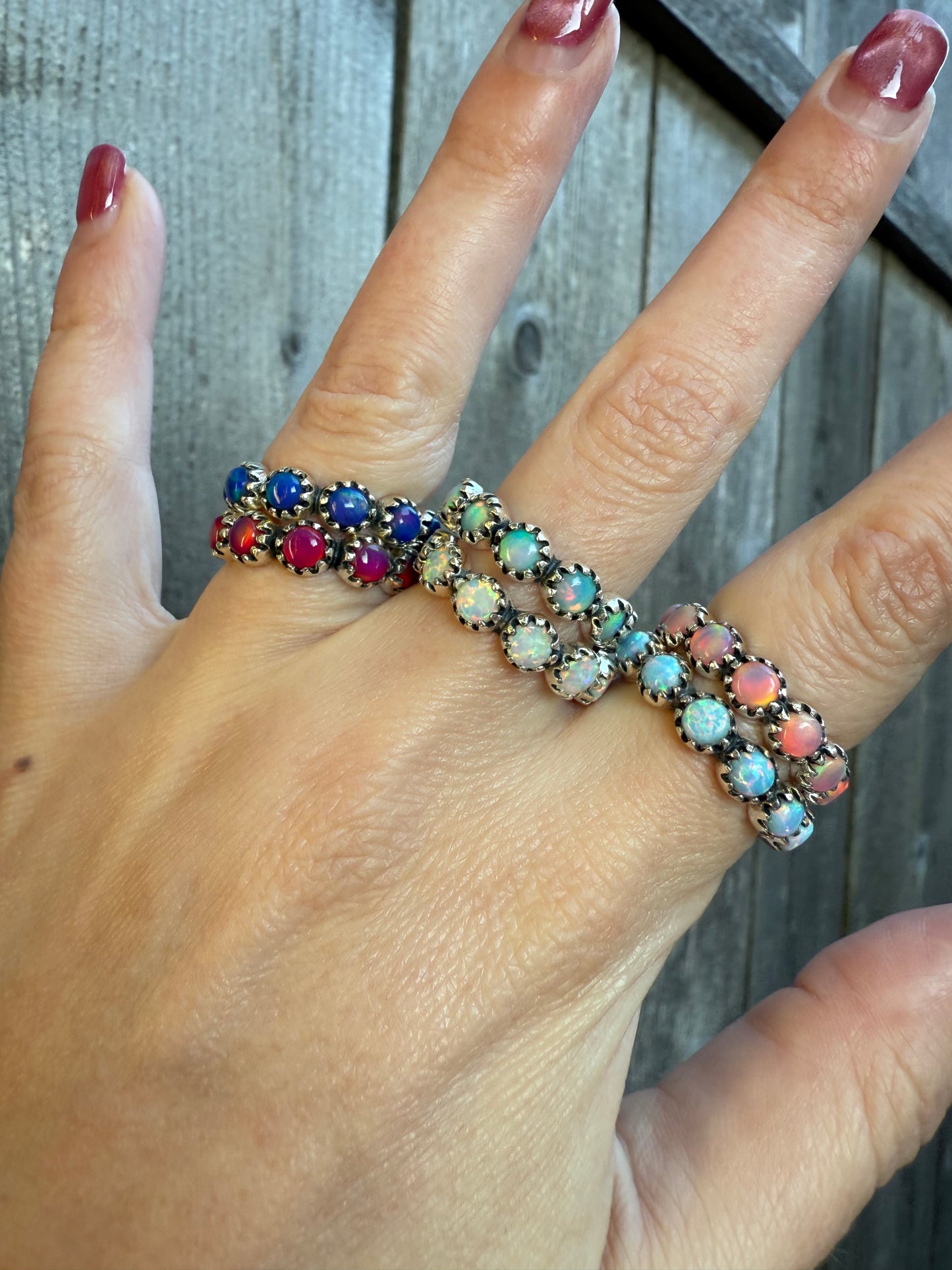 Balloon Opal Infinity Sterling Silver 925 Ring