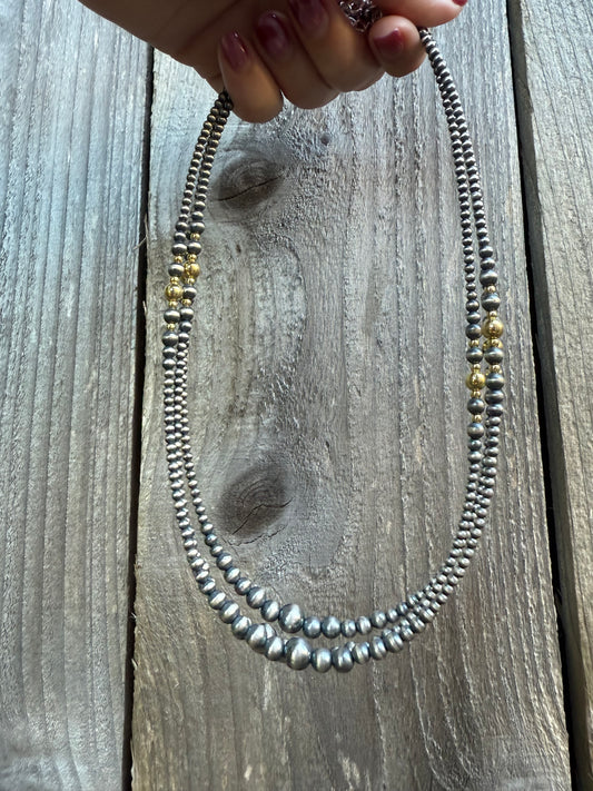 24K Gold Over 925 Sterling Silver Desert Pearl Necklace