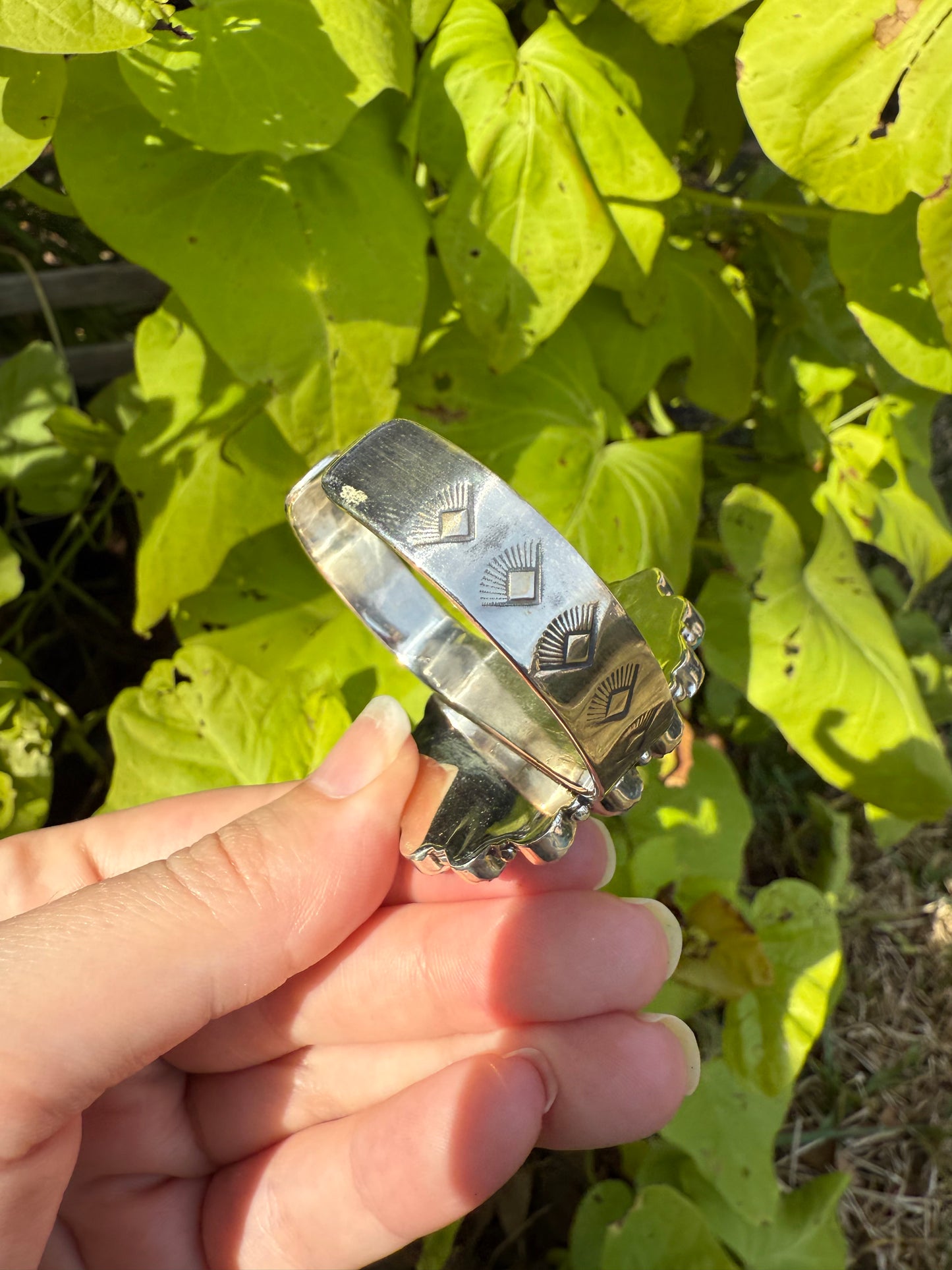 Checkered Pink and Blue Balloon Opal Statement Sterling Silver Cuff