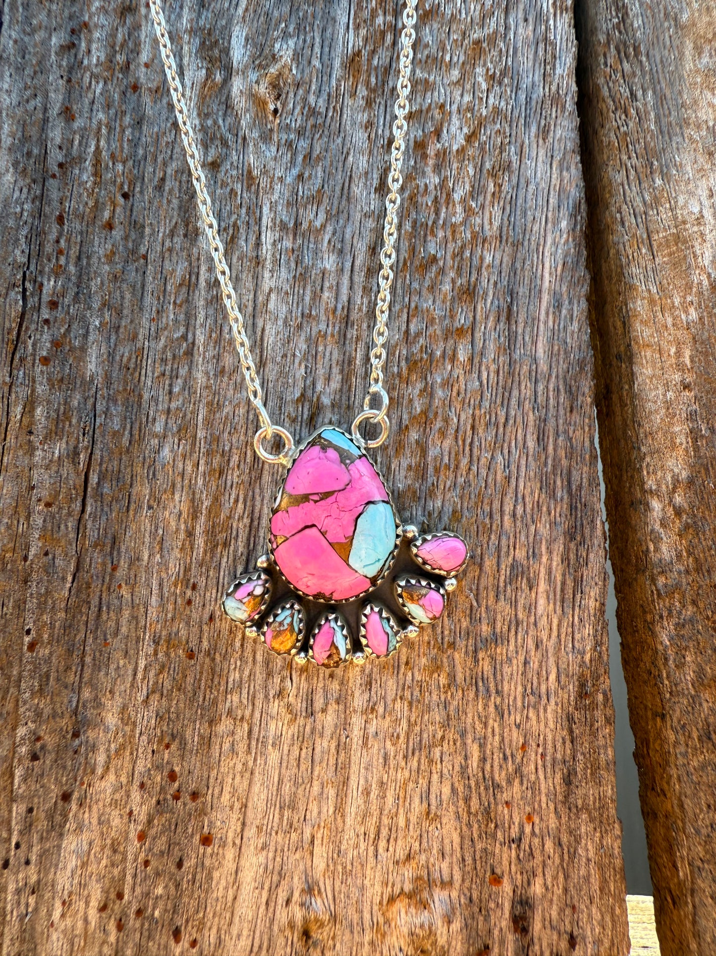 Cotton Candy Turquoise Pendant Necklace 925 Sterling Silver