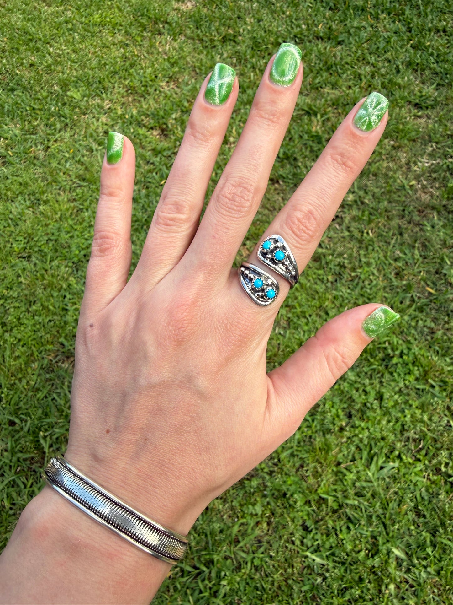 Navajo Turquoise Floater Sterling Silver Ring