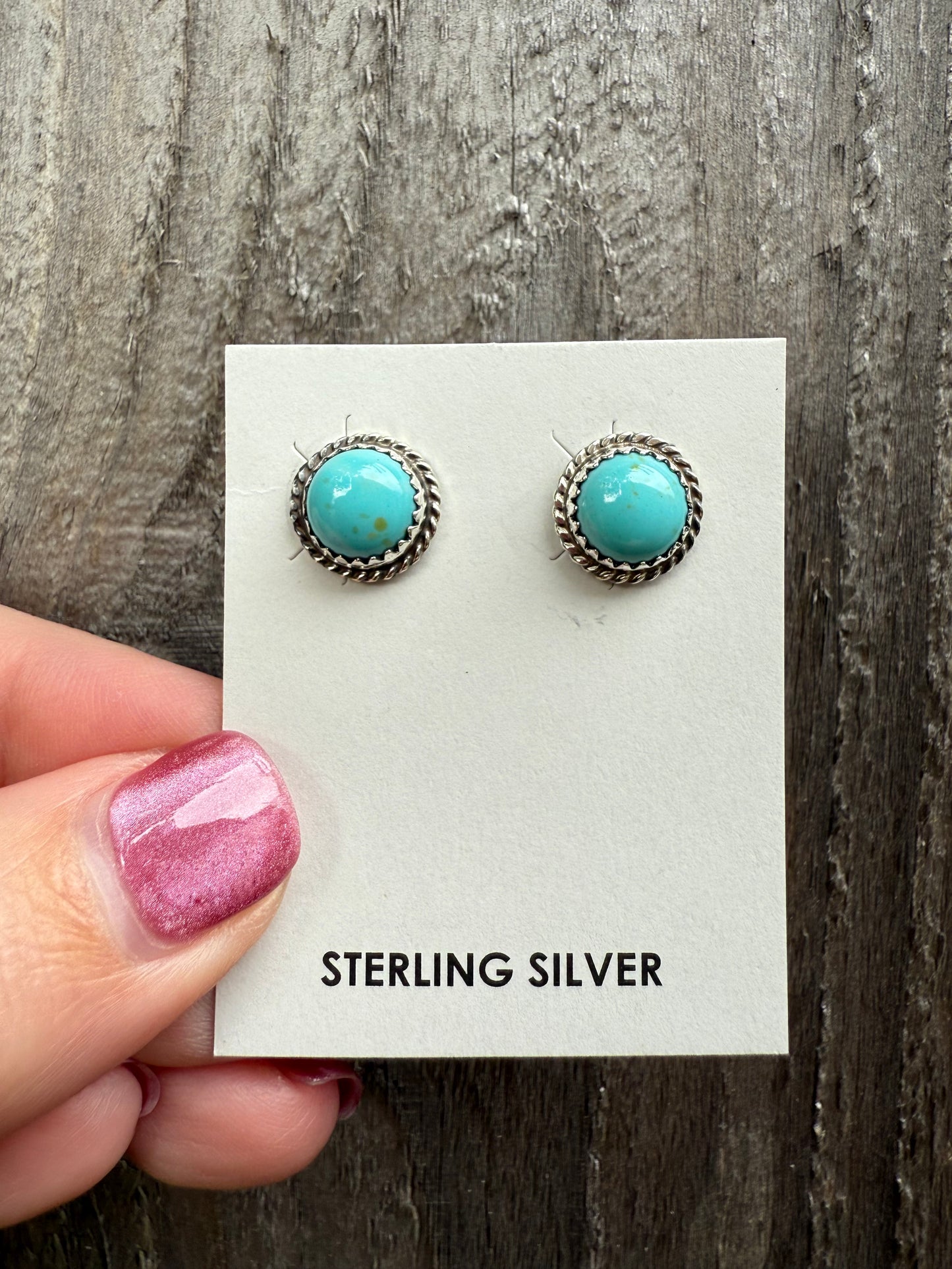 Navajo Esther White Kingman Turquoise Sterling Silver Earrings