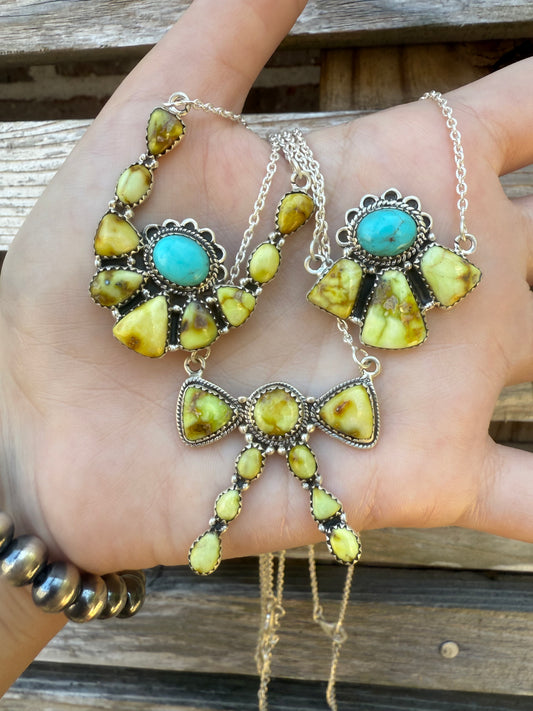 Palomino and Kingman Turquoise Sterling Silver Necklaces