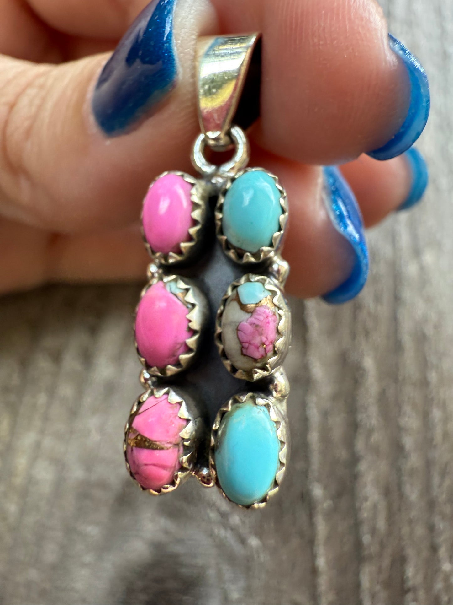 Cotton Candy Double Stack Bar Sterling Silver Pendant Necklace