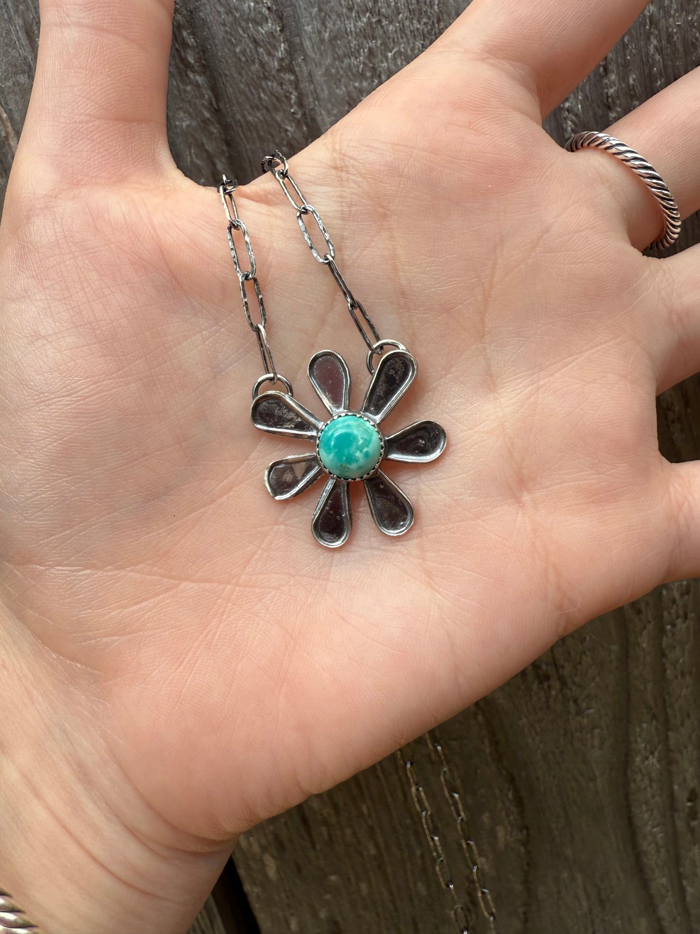 Pilot Mountain Turquoise Flower Necklace By Midwest Western Wear