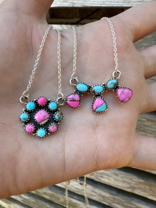 Cotton Candy Turquoise Sterling Silver Necklace