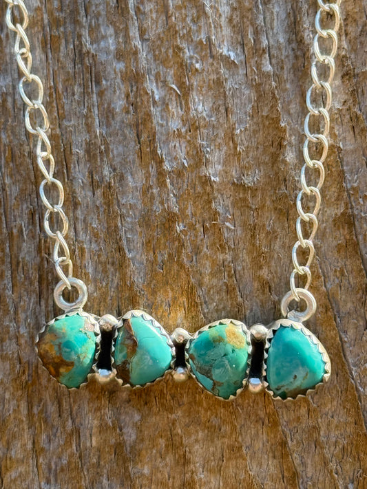 Turquoise Bar Stone 925 Necklace with Silver Chain