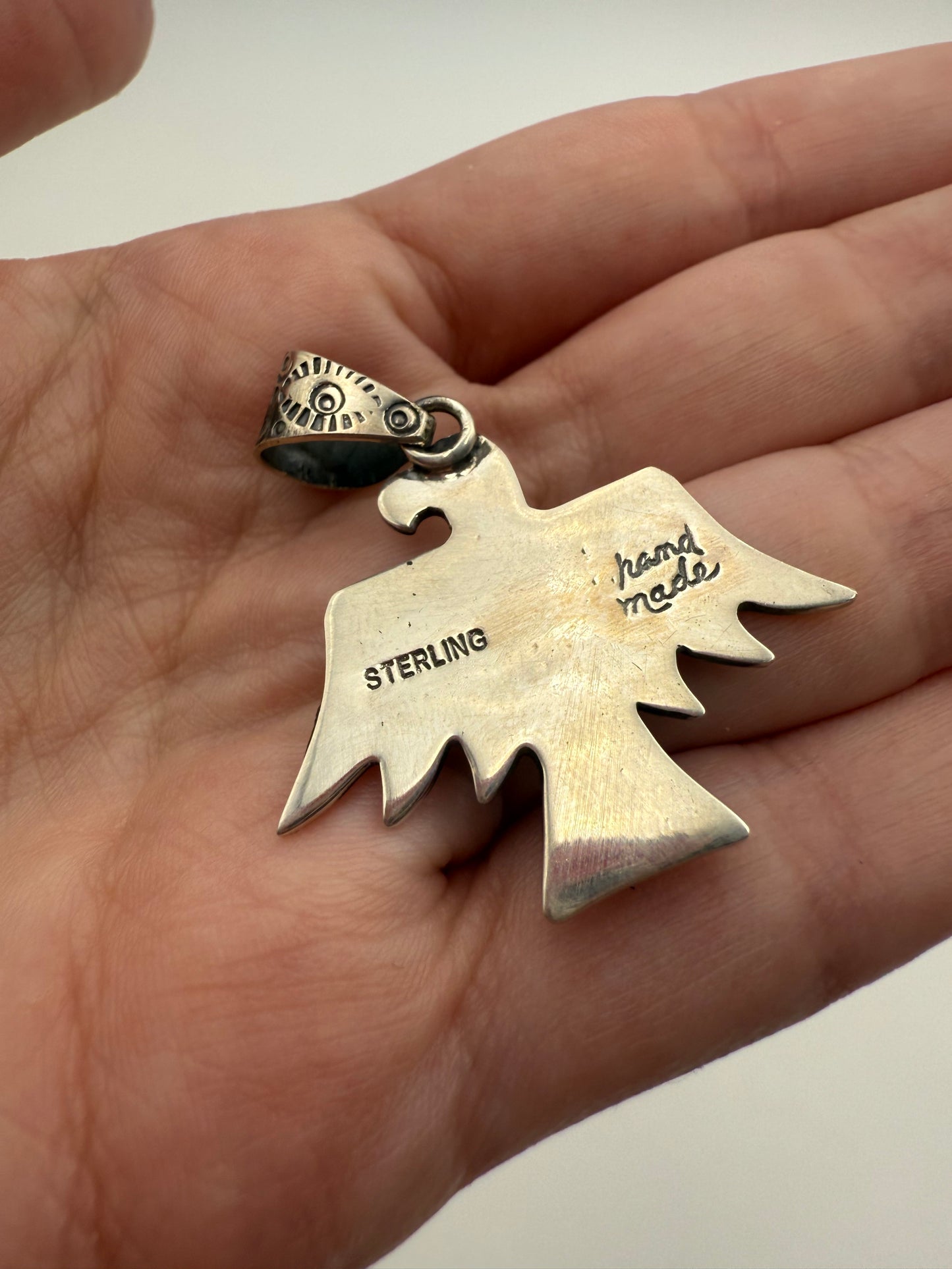 Pink Conch Thunderbird Sterling Silver 925 Pendant