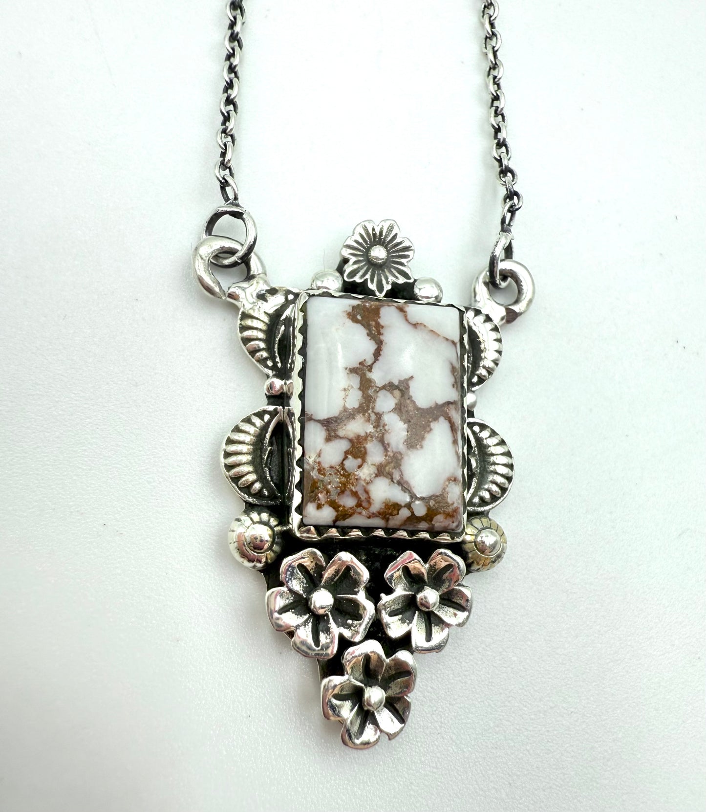 Wild Horse Gemstone Flower Accent Necklace