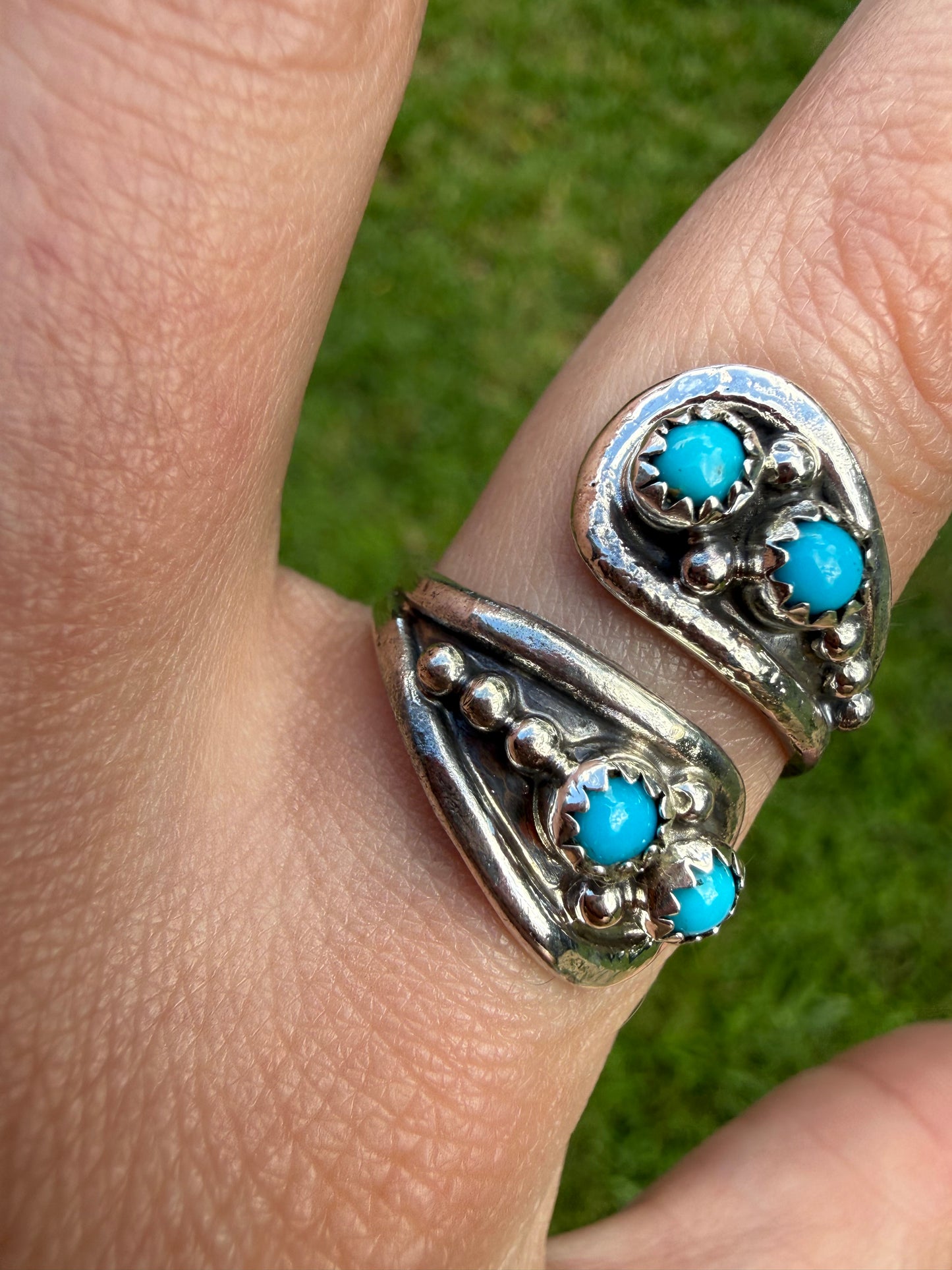 Navajo Turquoise Floater Sterling Silver Ring