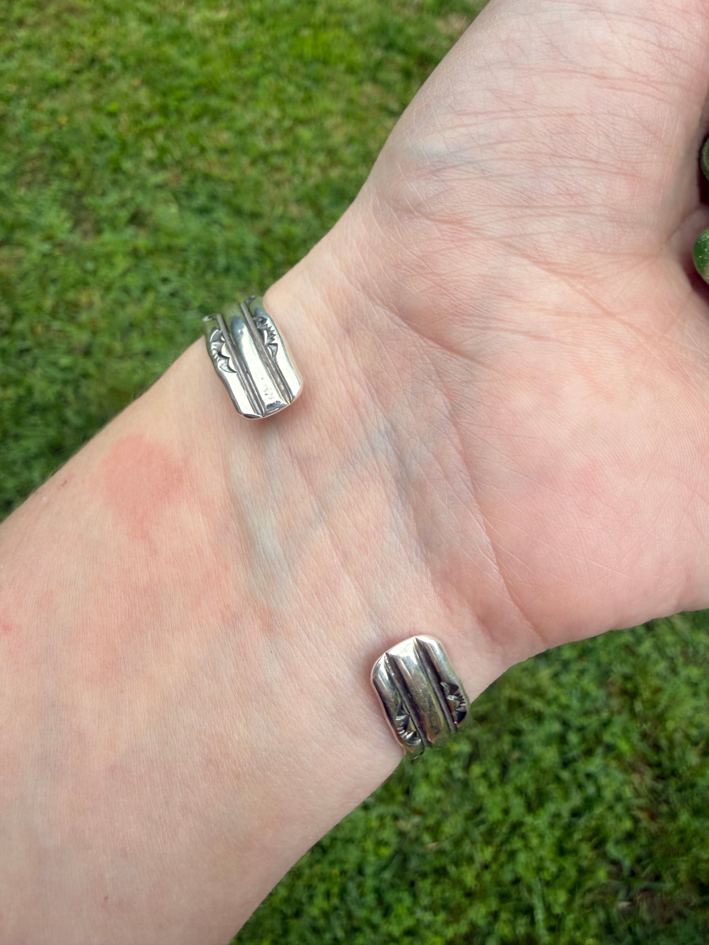 Navajo White Buffalo and Turquoise  Sterling Silver Cuff by Lorraine Yellowhair