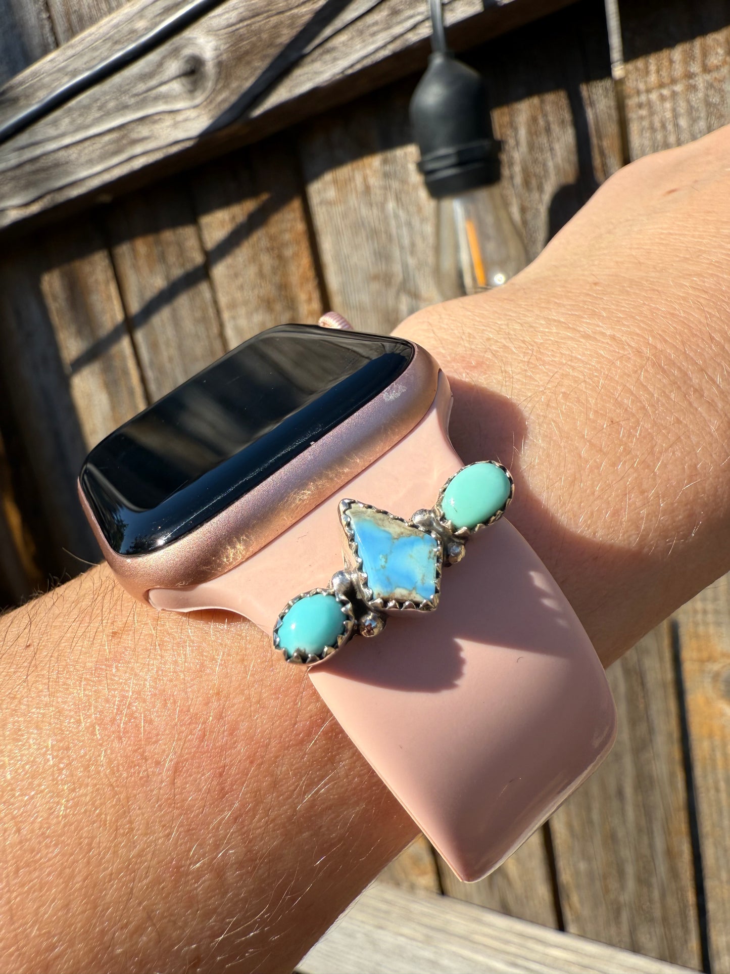 Golden Hills Turquoise Apple Smart Watch Charm 925 Sterling Stone Accent