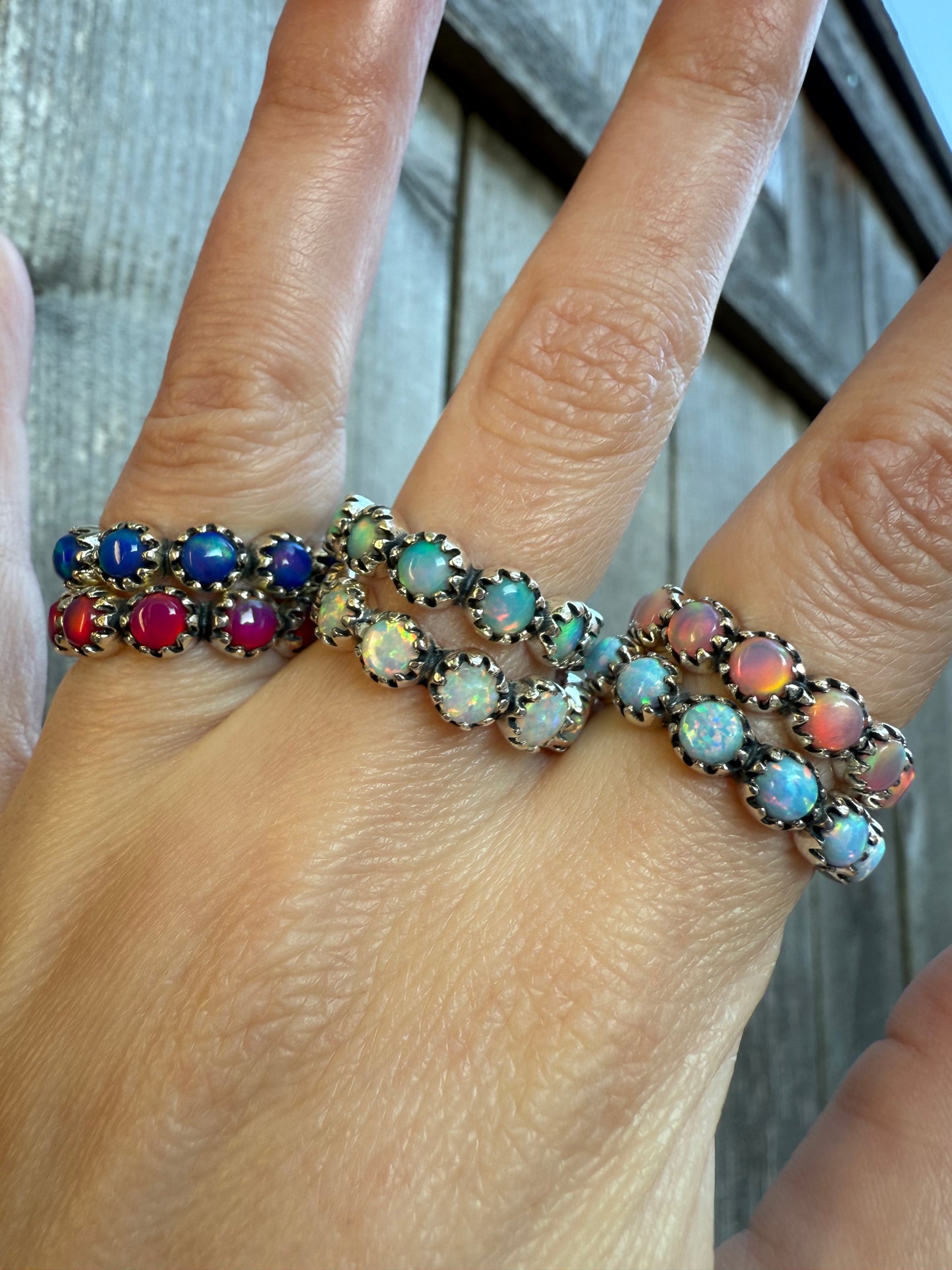 Balloon Opal Infinity Sterling Silver 925 Ring