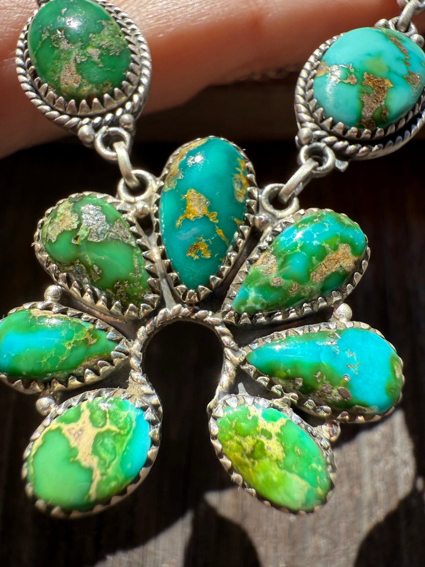 Sonoran Gold Turquoise Statement Naja Sterling Silver Necklace